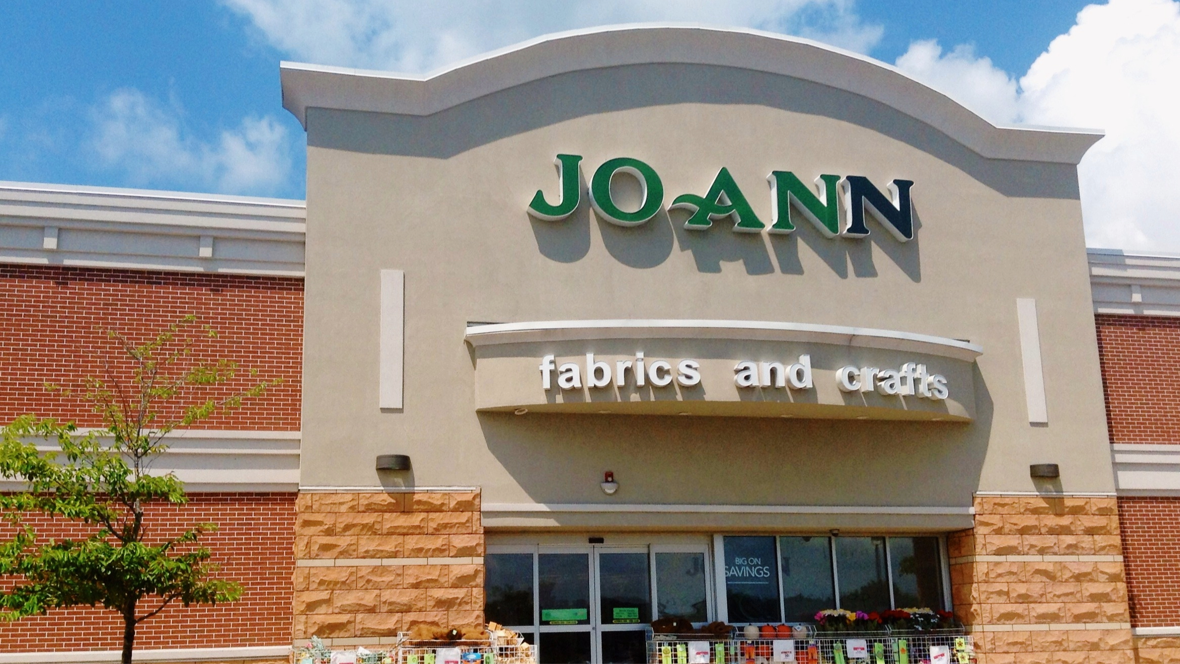 The exterior of a Joann Fabrics store location.