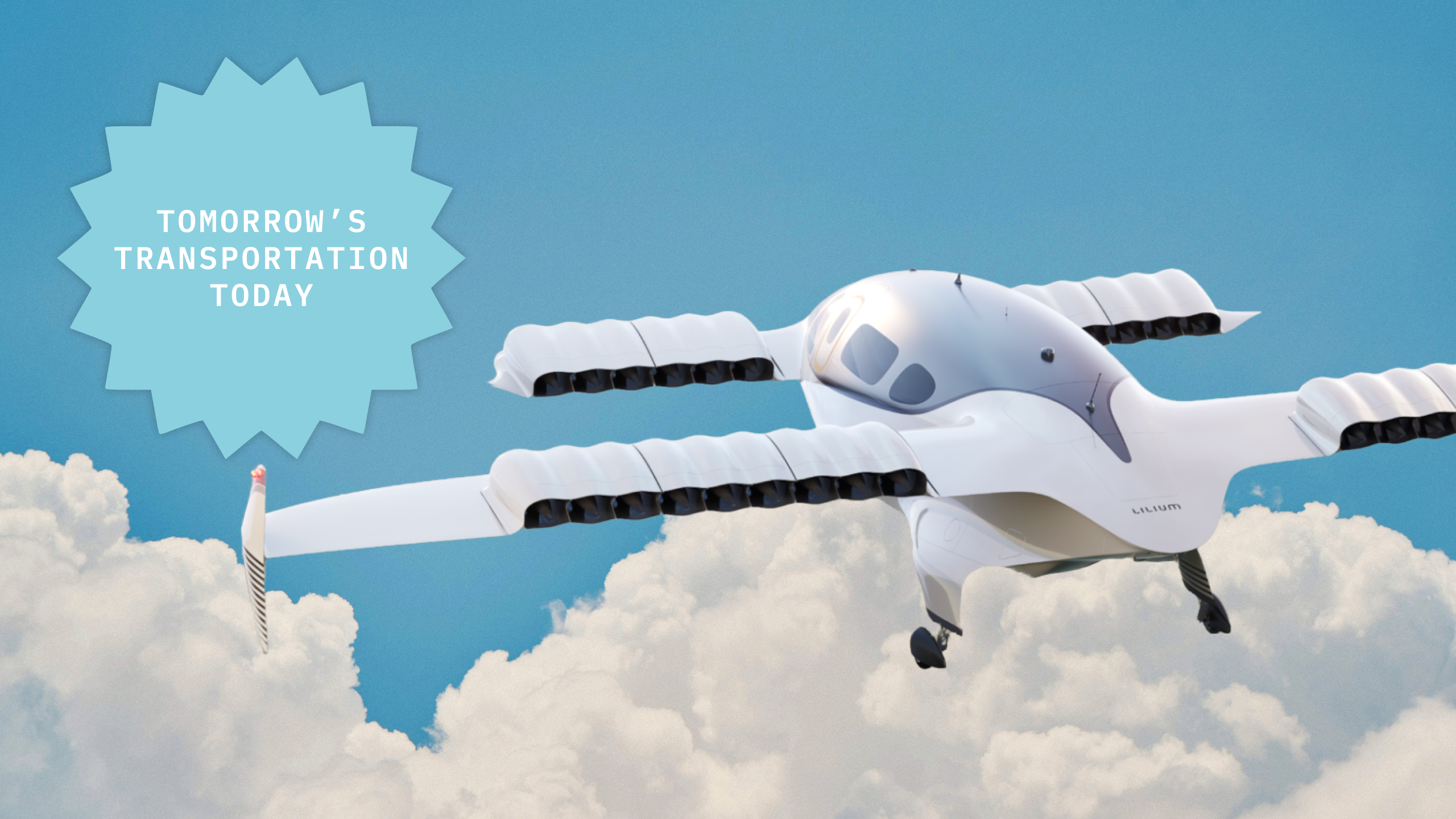 Photo illustration of the Lilium aircraft in flight