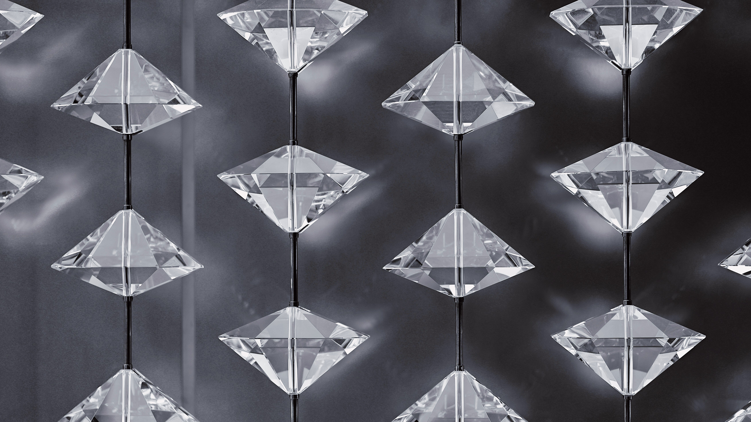 Photo of diamonds hanging on a wall