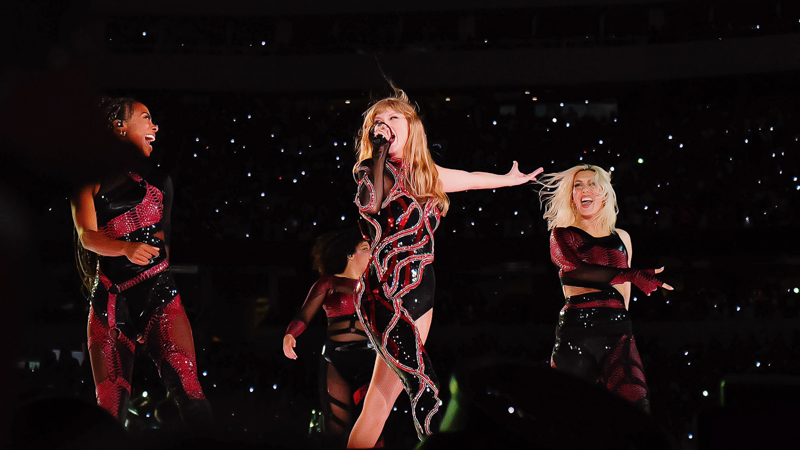 Photo of Taylor Swift performing at The Eras Tour