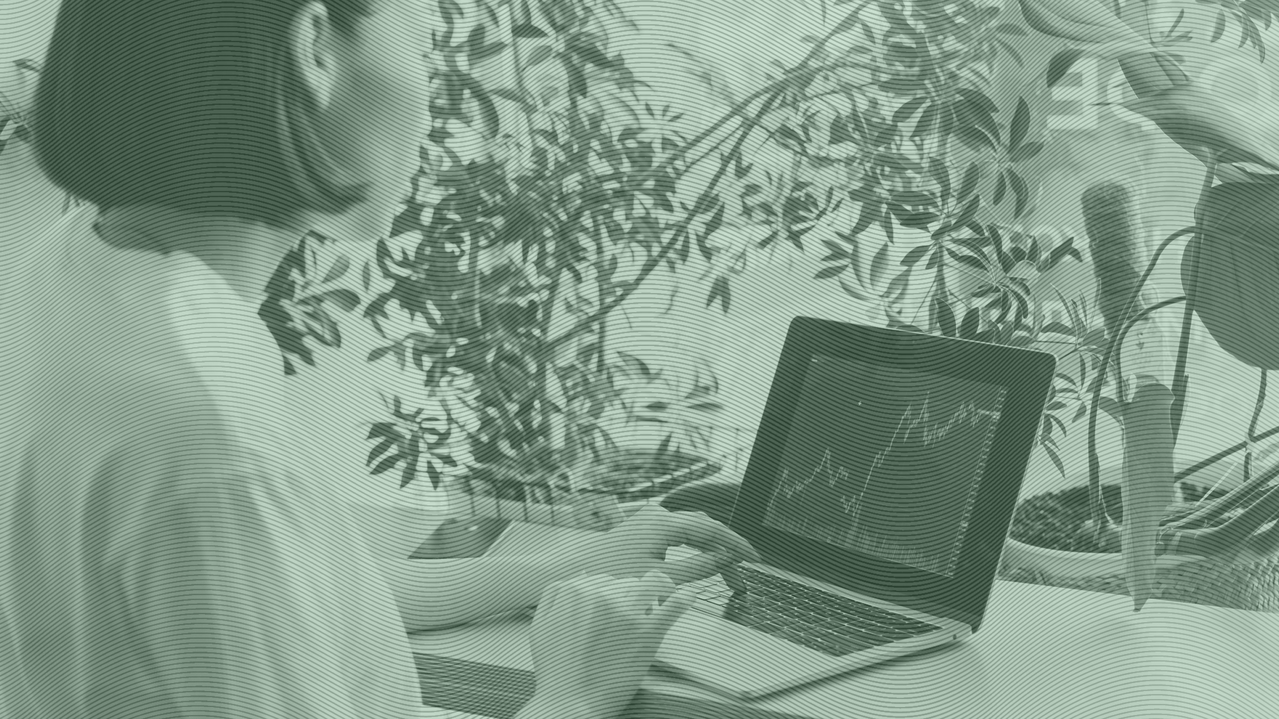 Photo of a businesswoman looking at a chart on a laptop