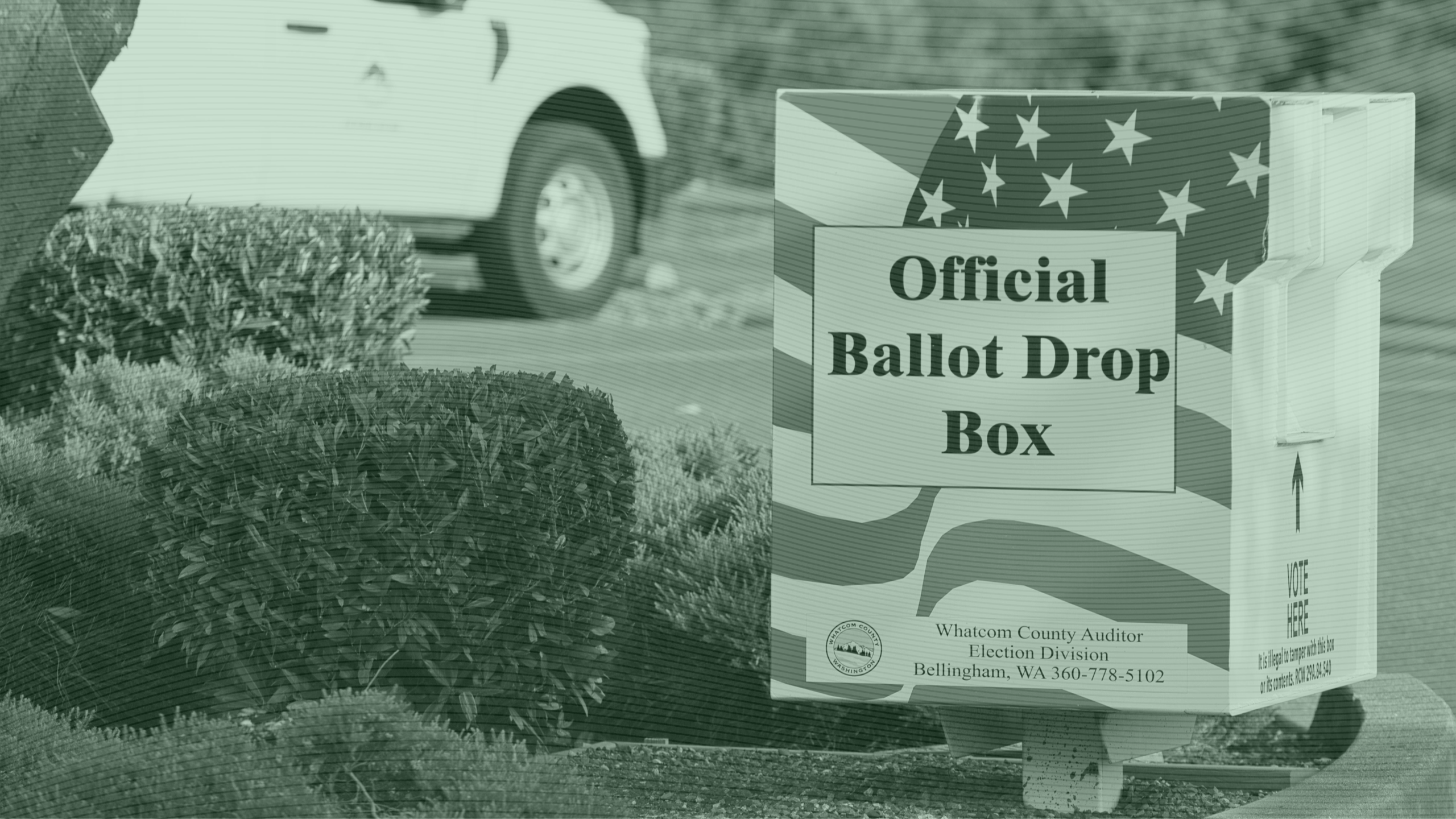 Photo of an official ballot drop box