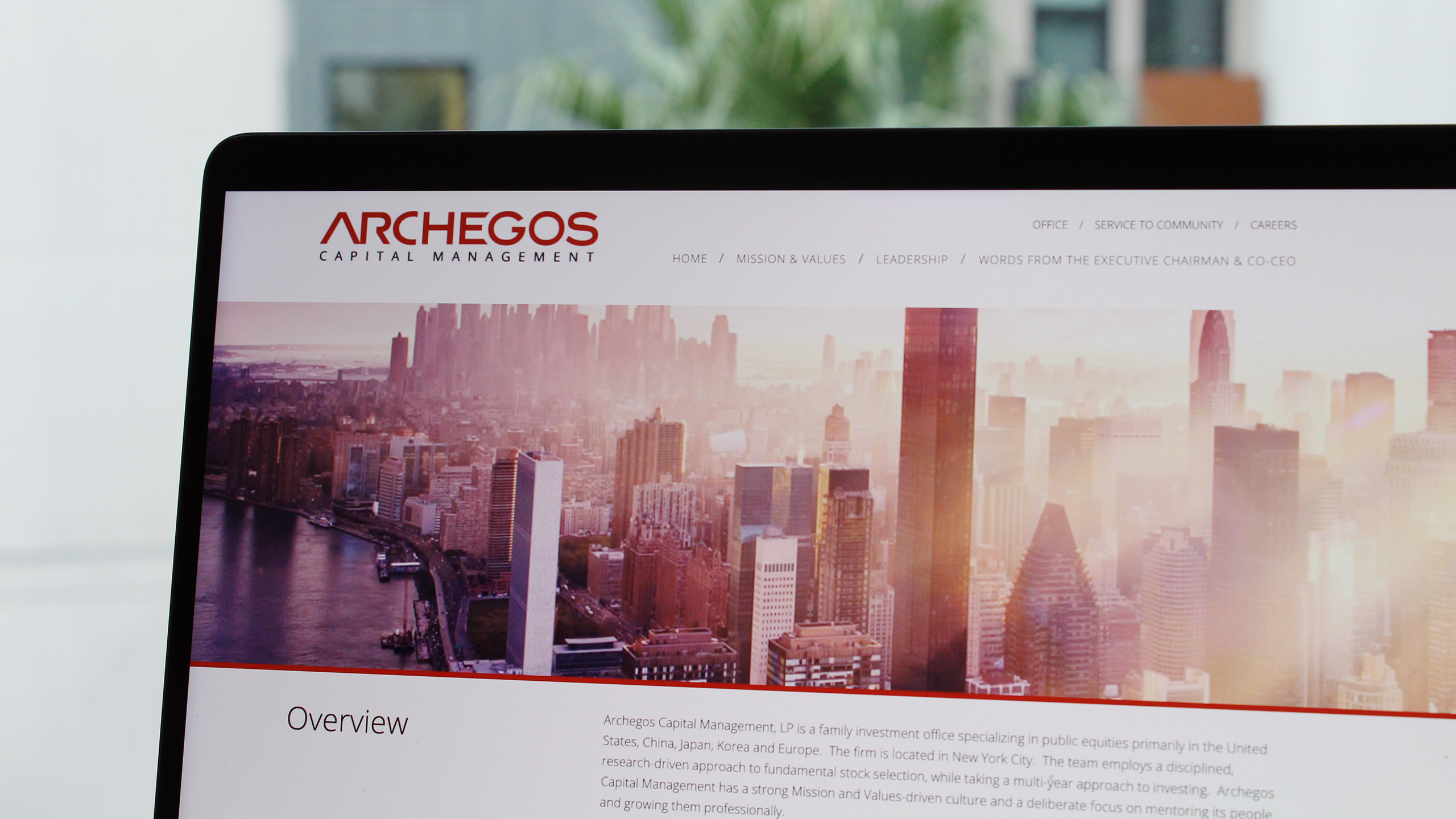 Photo of Archegos Capital Management's website