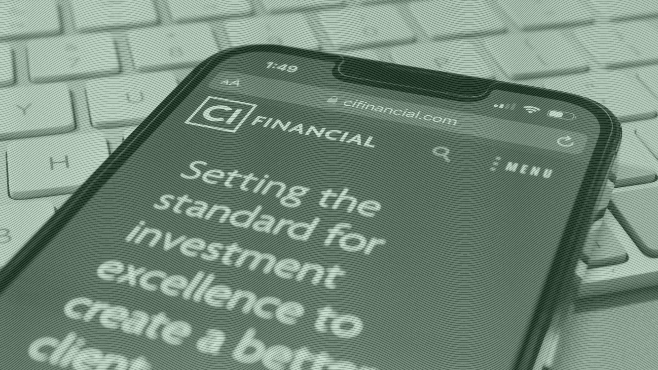 Photo of the CI Financial website on a phone