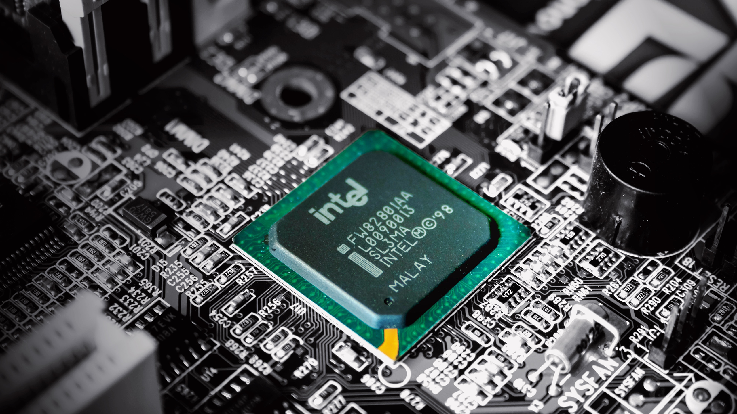Photo of an Intel computer chip