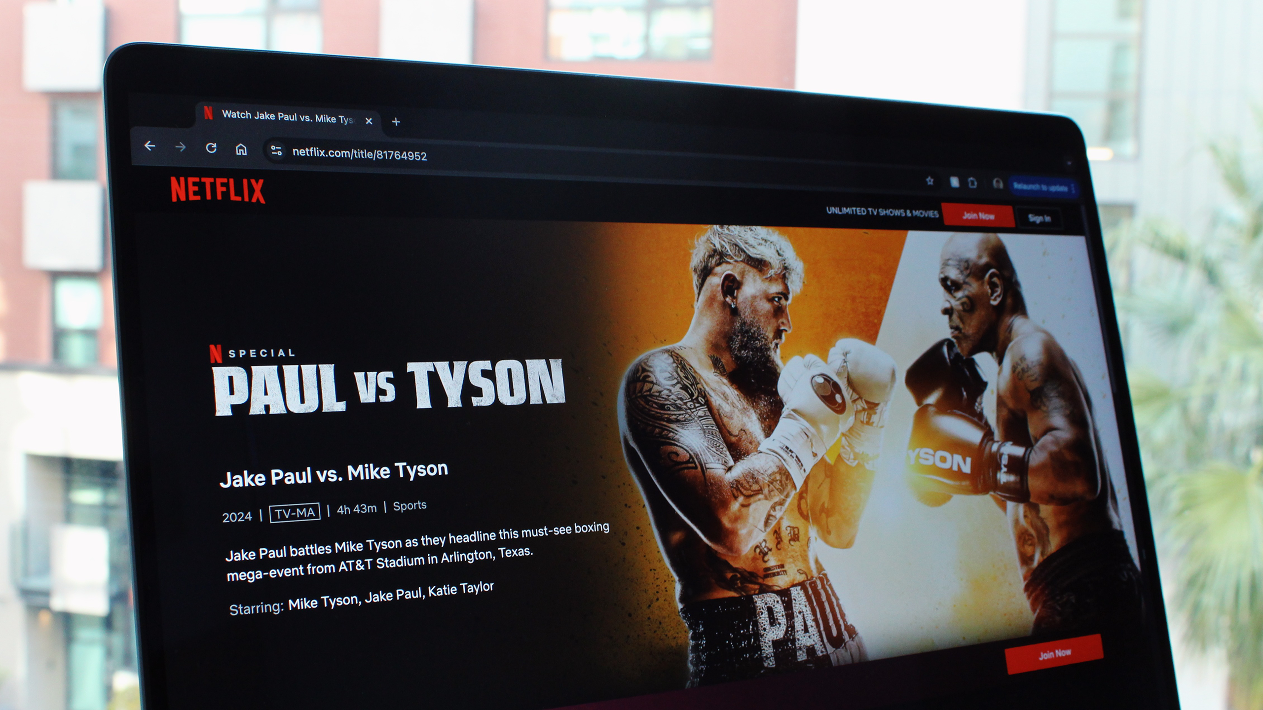Photo of the Paul vs. Tyson event on Netflix