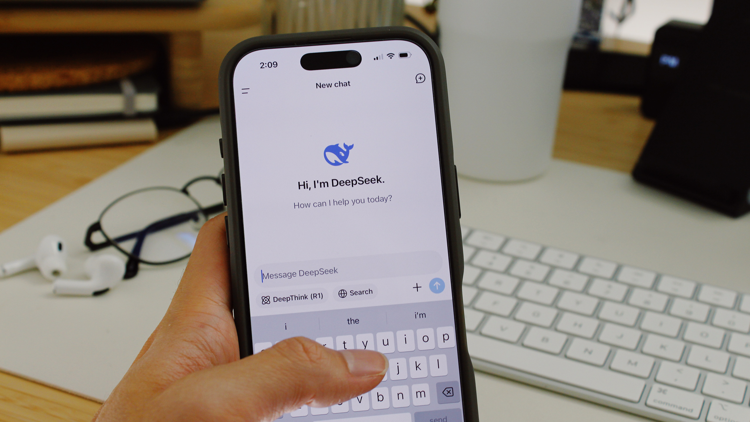 Photo of the DeepSeek app on an iPhone