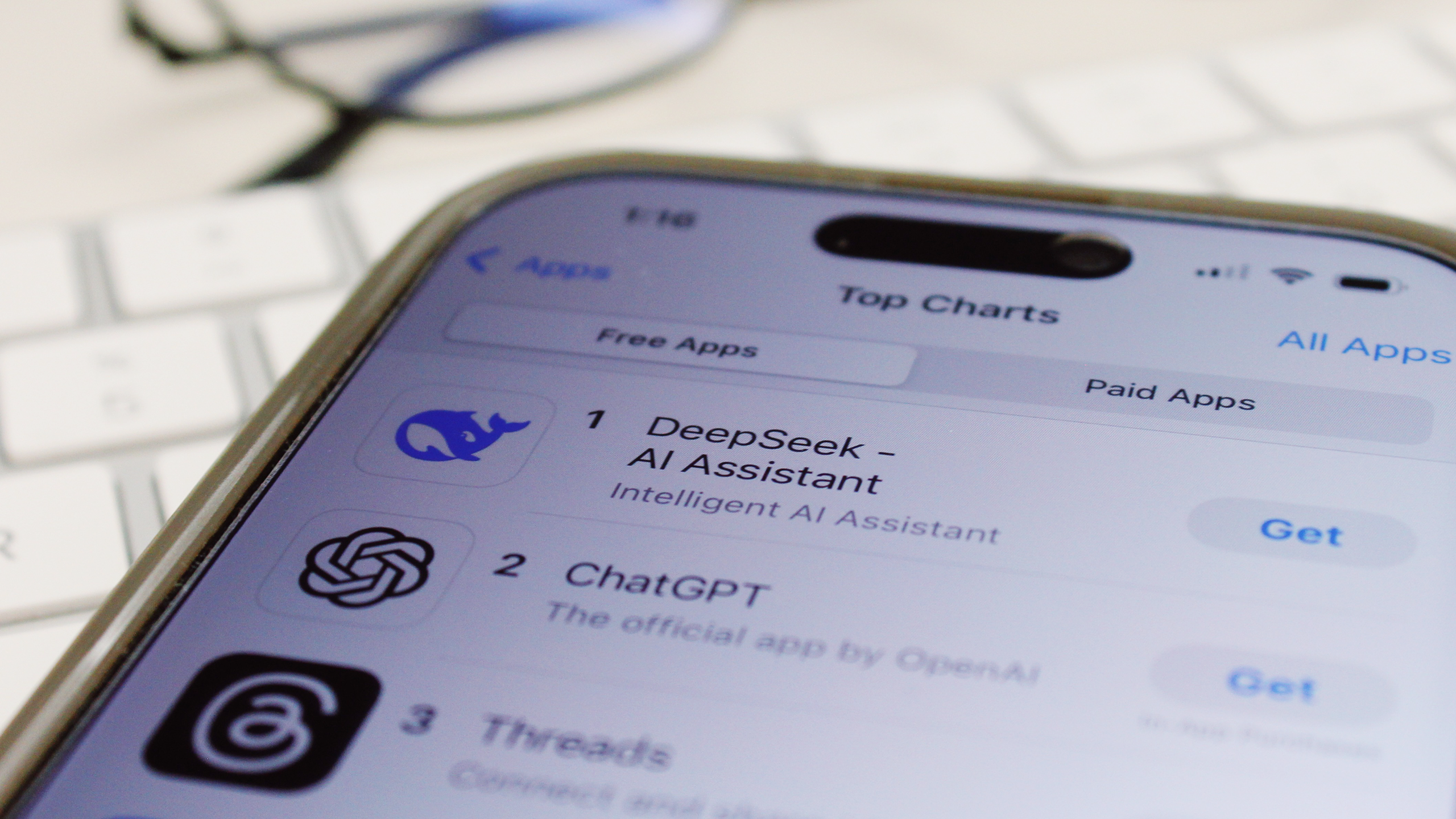 Photo of the DeepSeek app in the Apple App Store