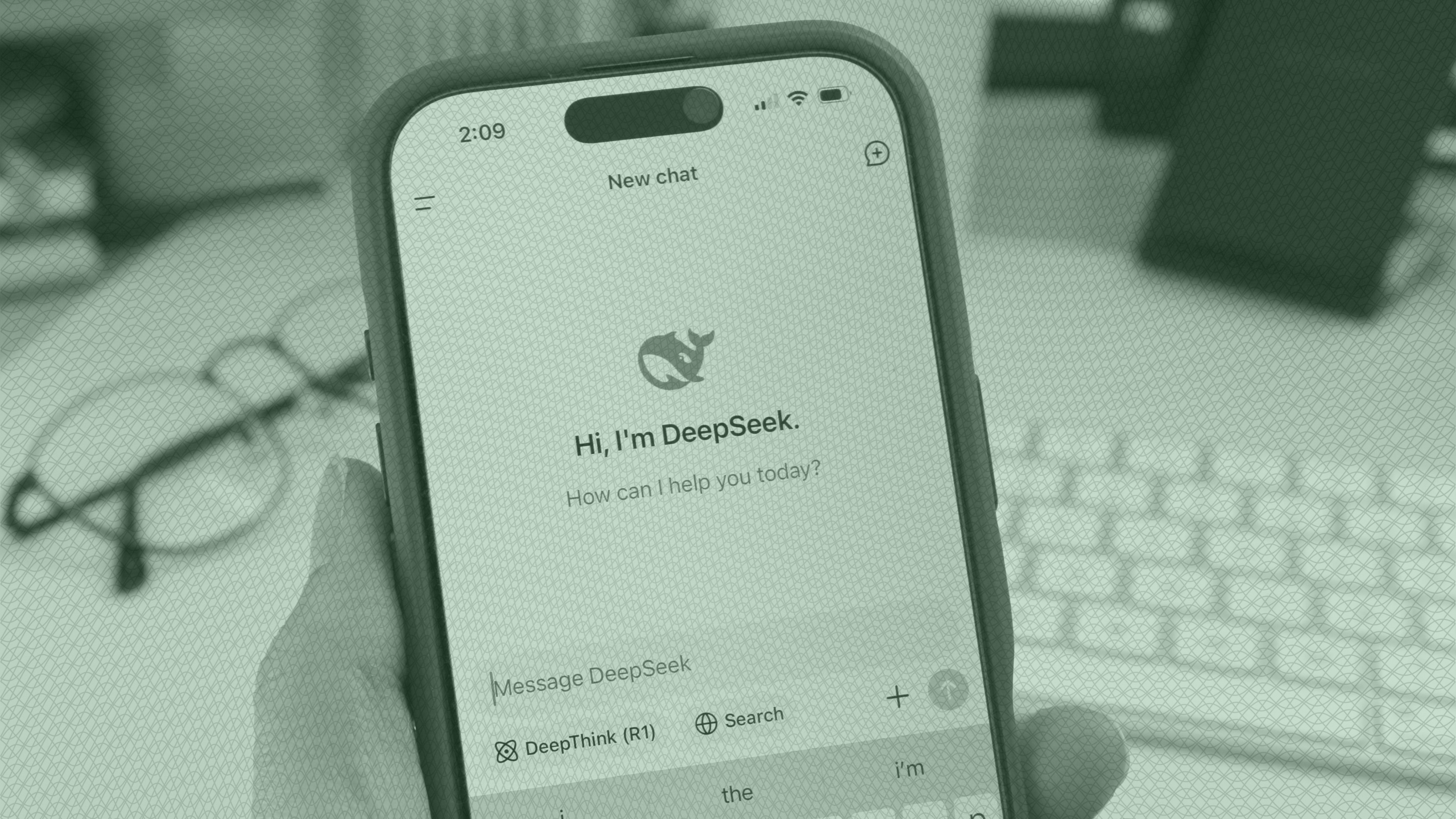 Photo of the DeepSeek app on a phone