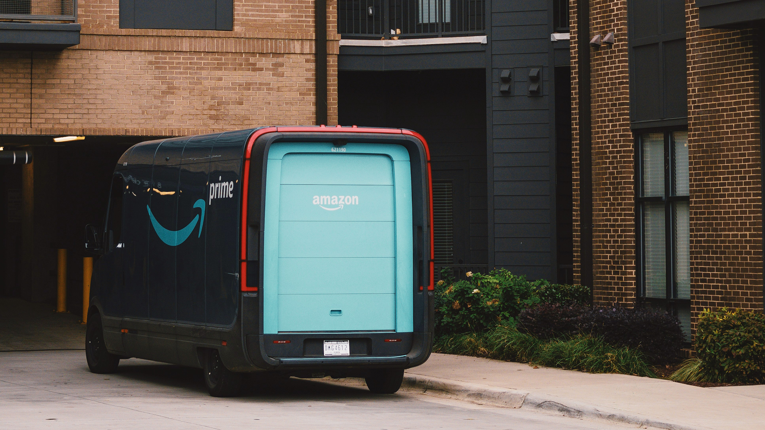 Photo of an Amazon delivery truck