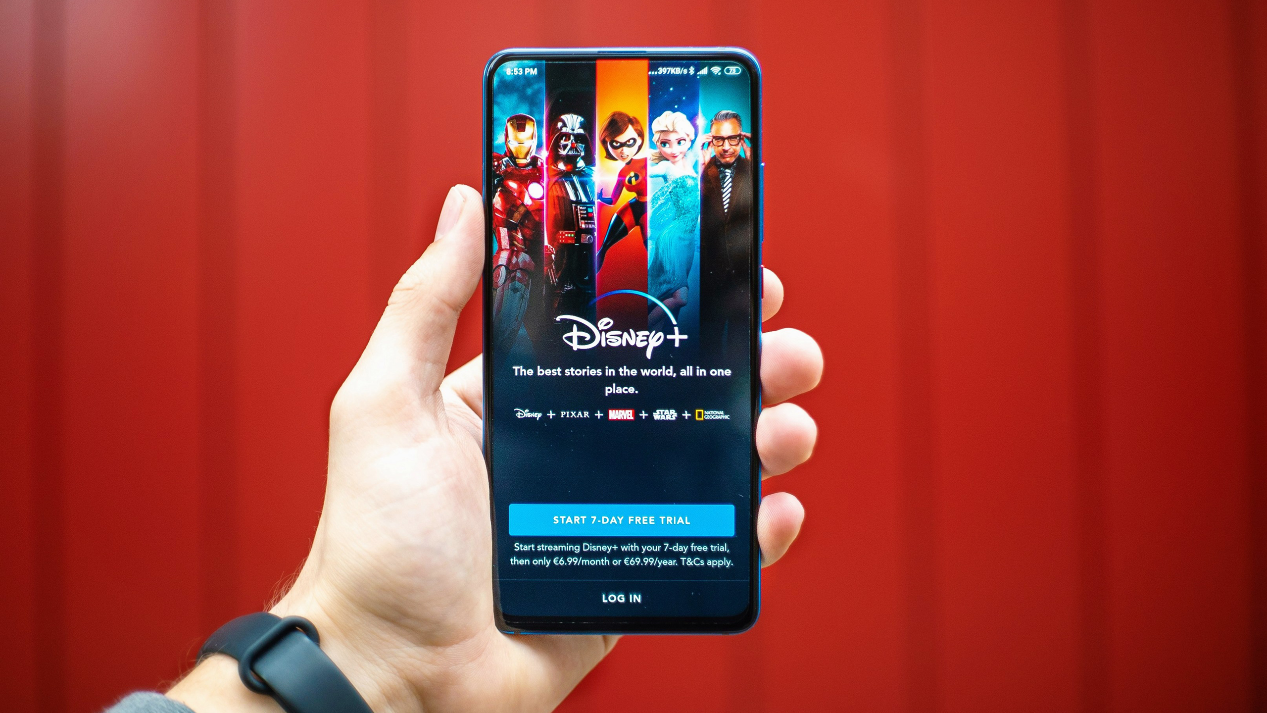 Photo of the Disney+ app on a phone