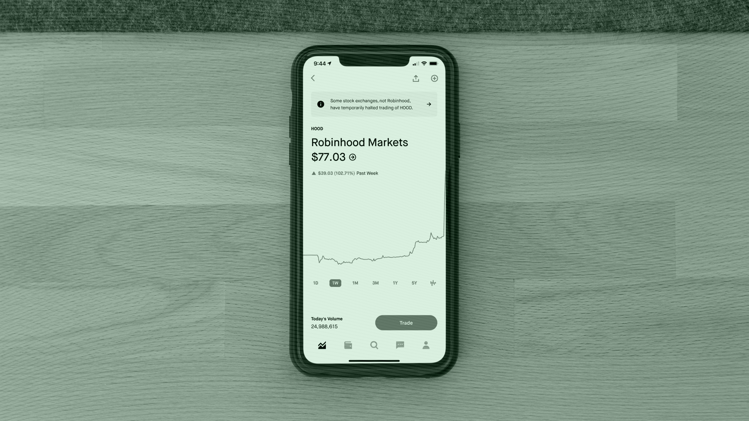 Photo of the Robinhood app