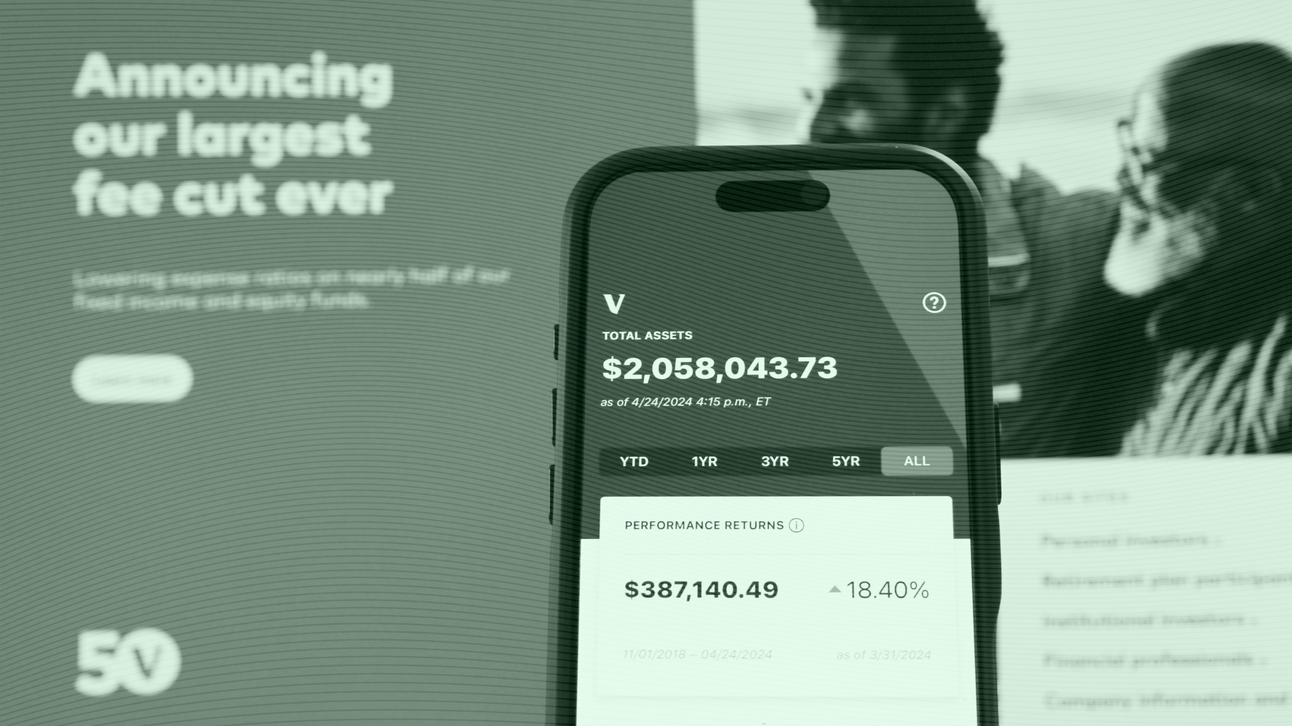 Photo of the Vanguard app and website