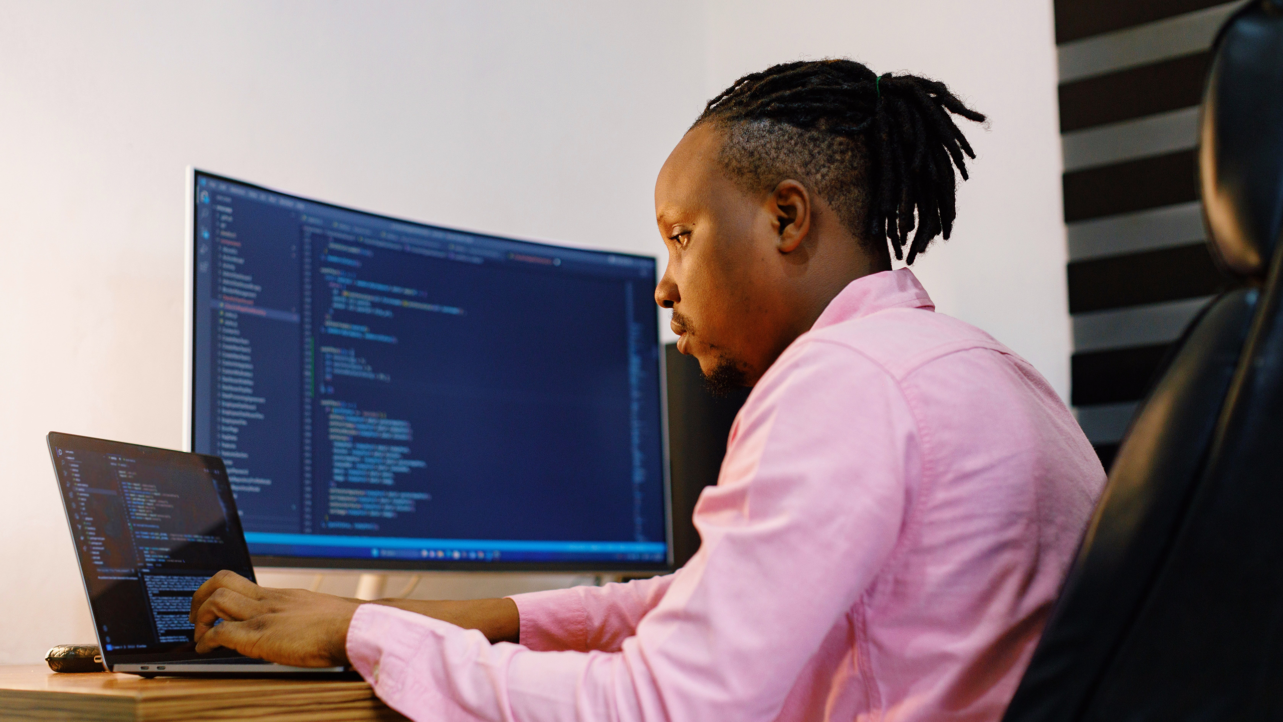Photo of a person coding