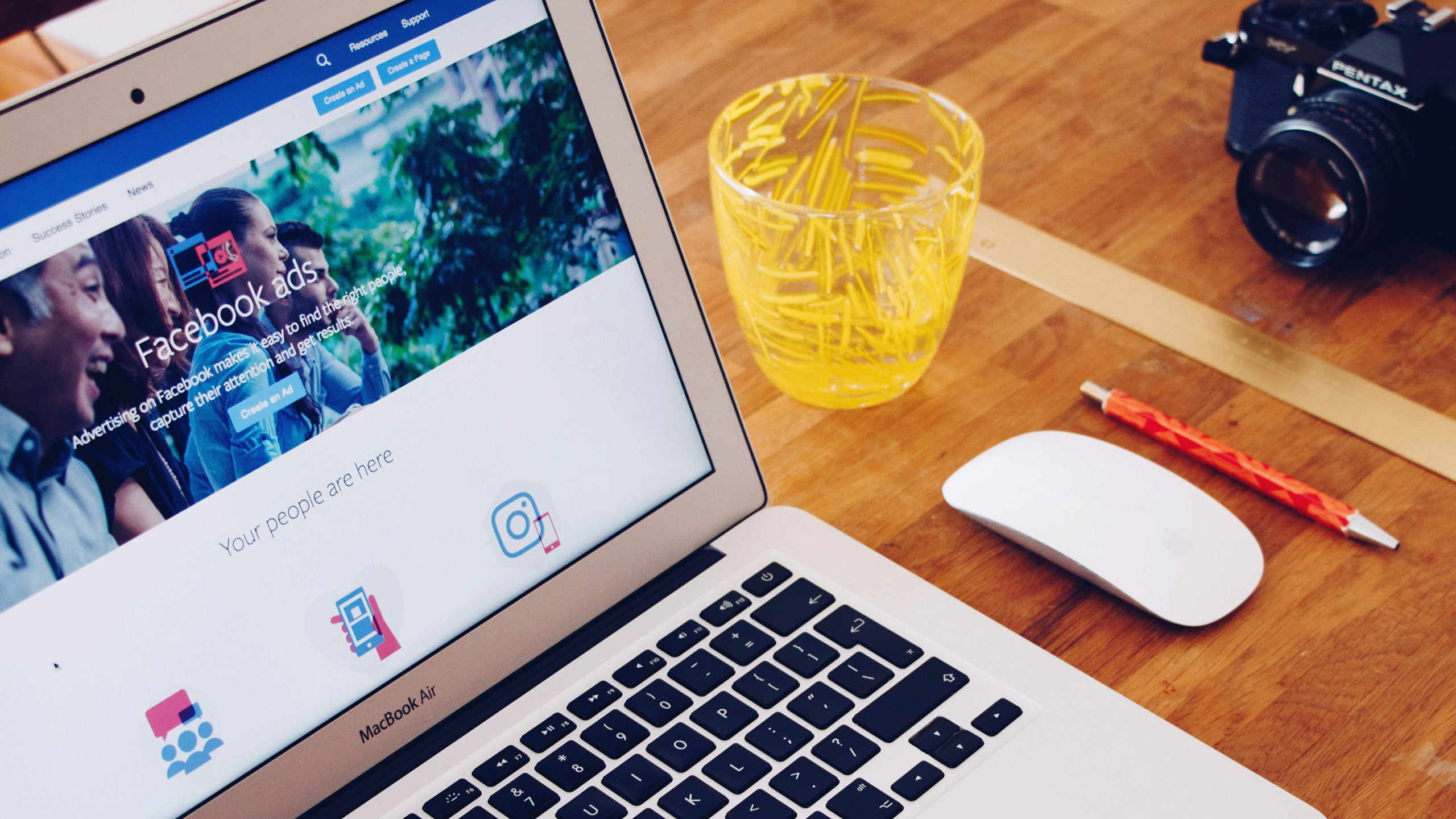 Photo of a laptop open to the Facebook ads page