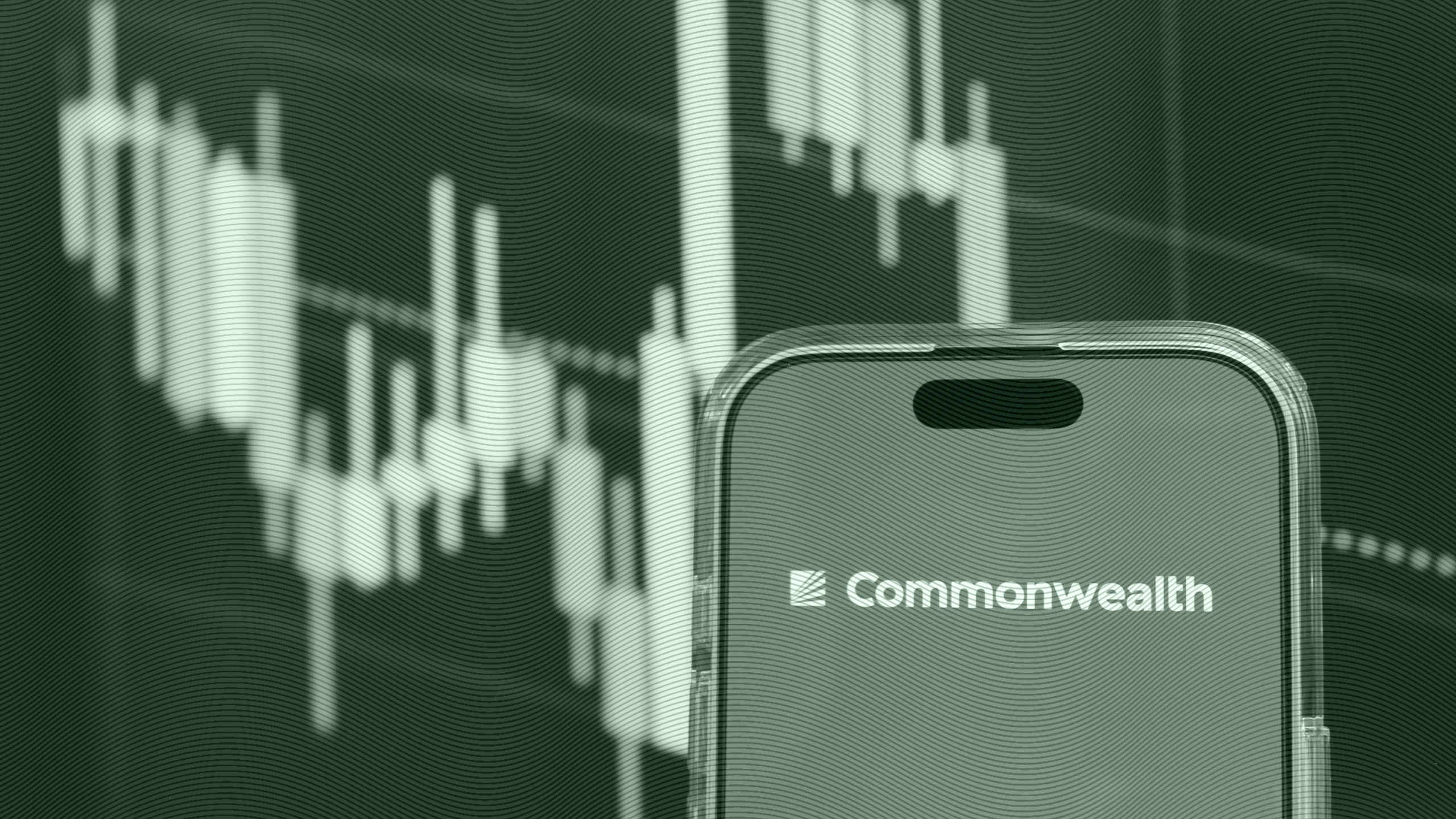 Photo of the Commonwealth Financial logo on a phone