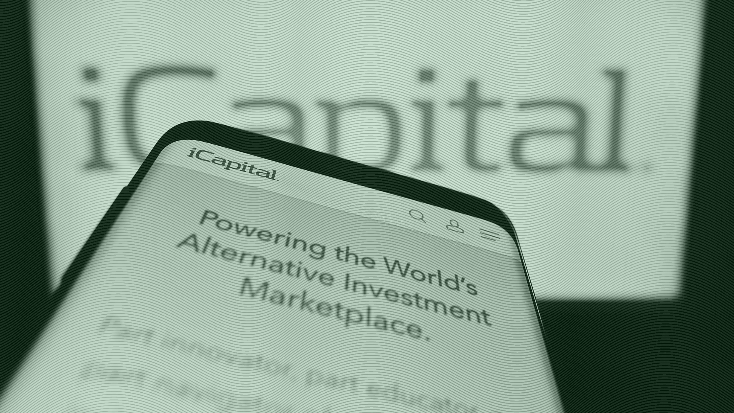 Photo of the iCapital website on a phone