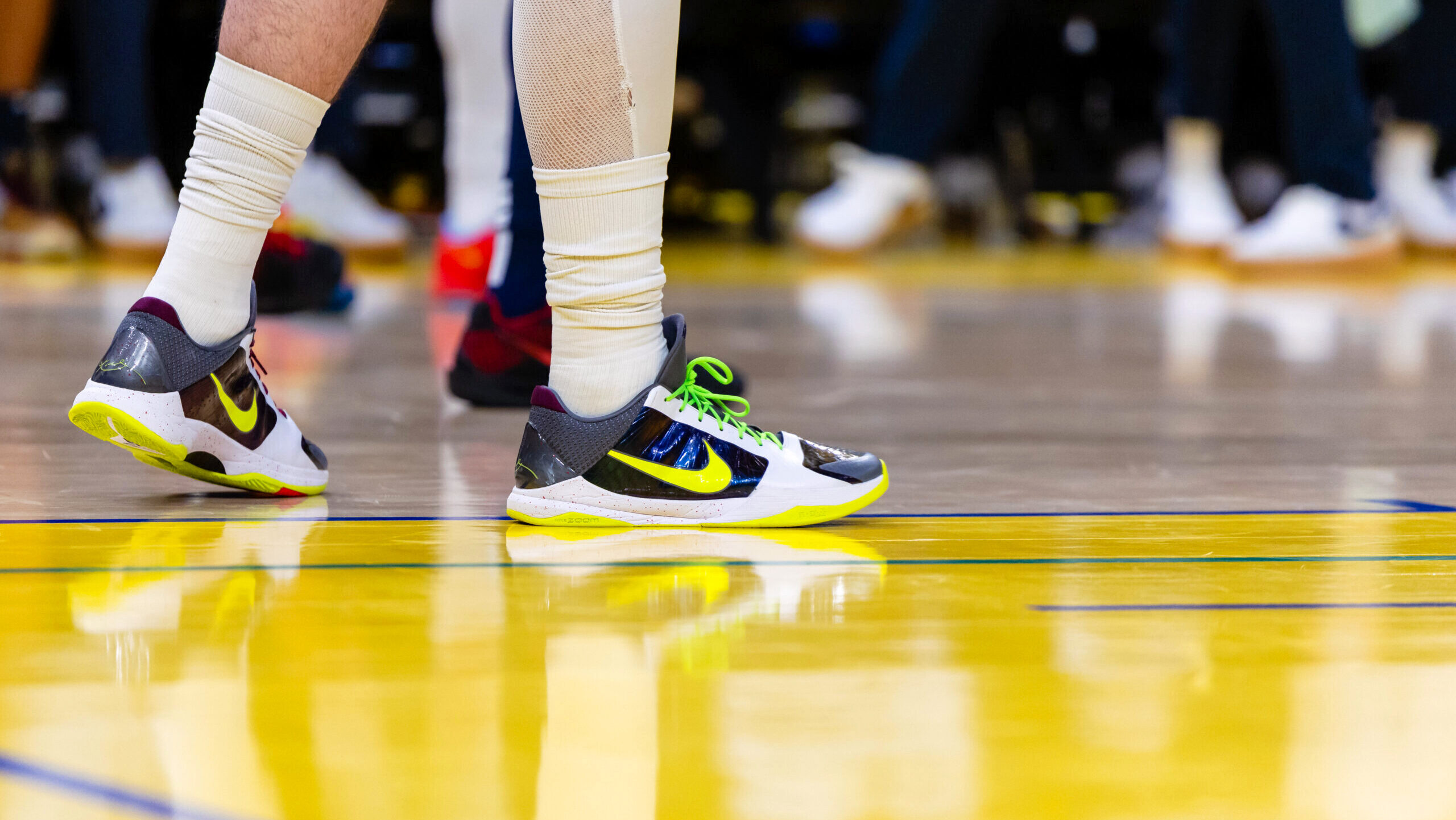 Photo of a pair of Nike basketball sneakers.