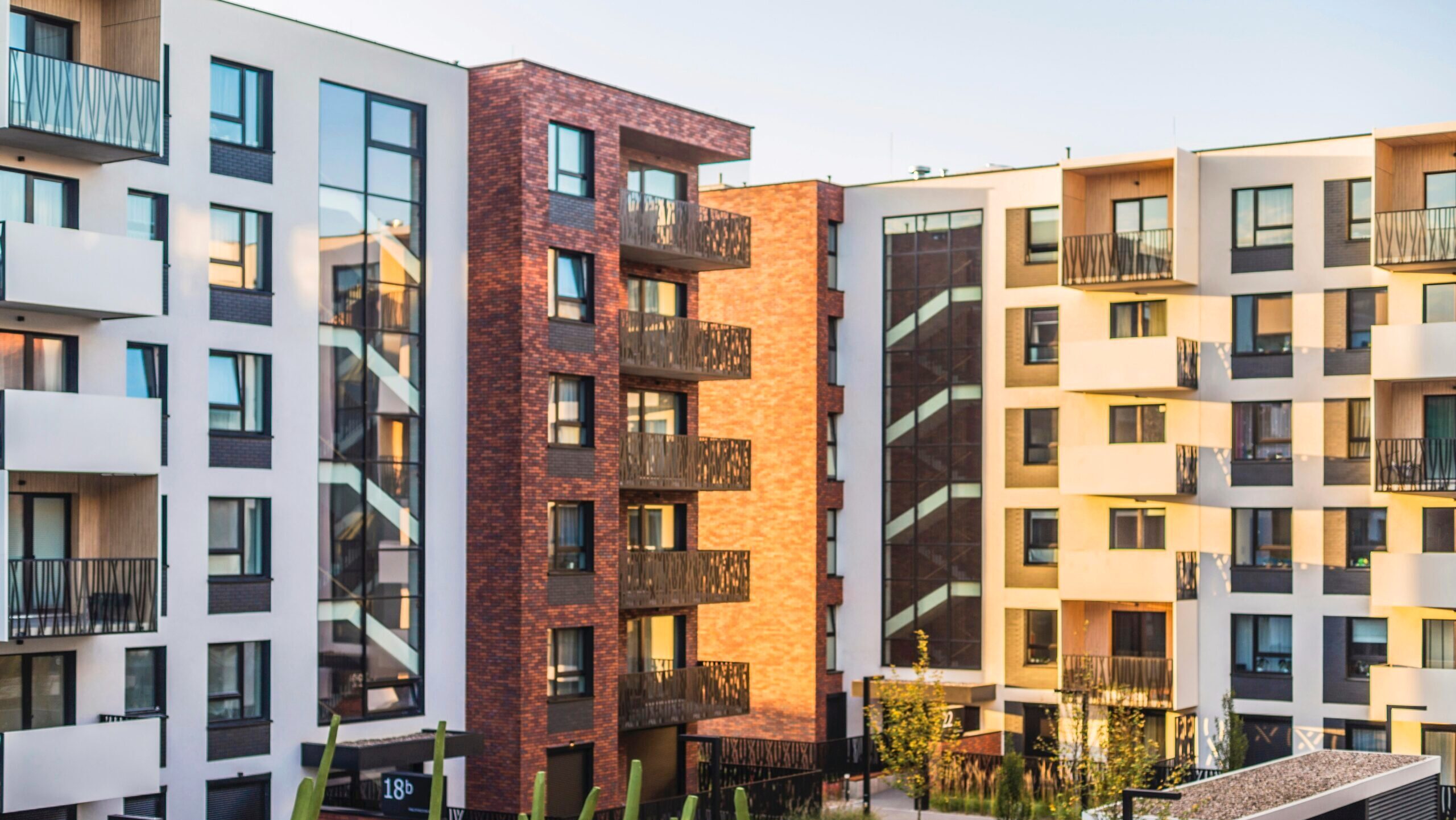 Photo of the exterior of an apartment building.