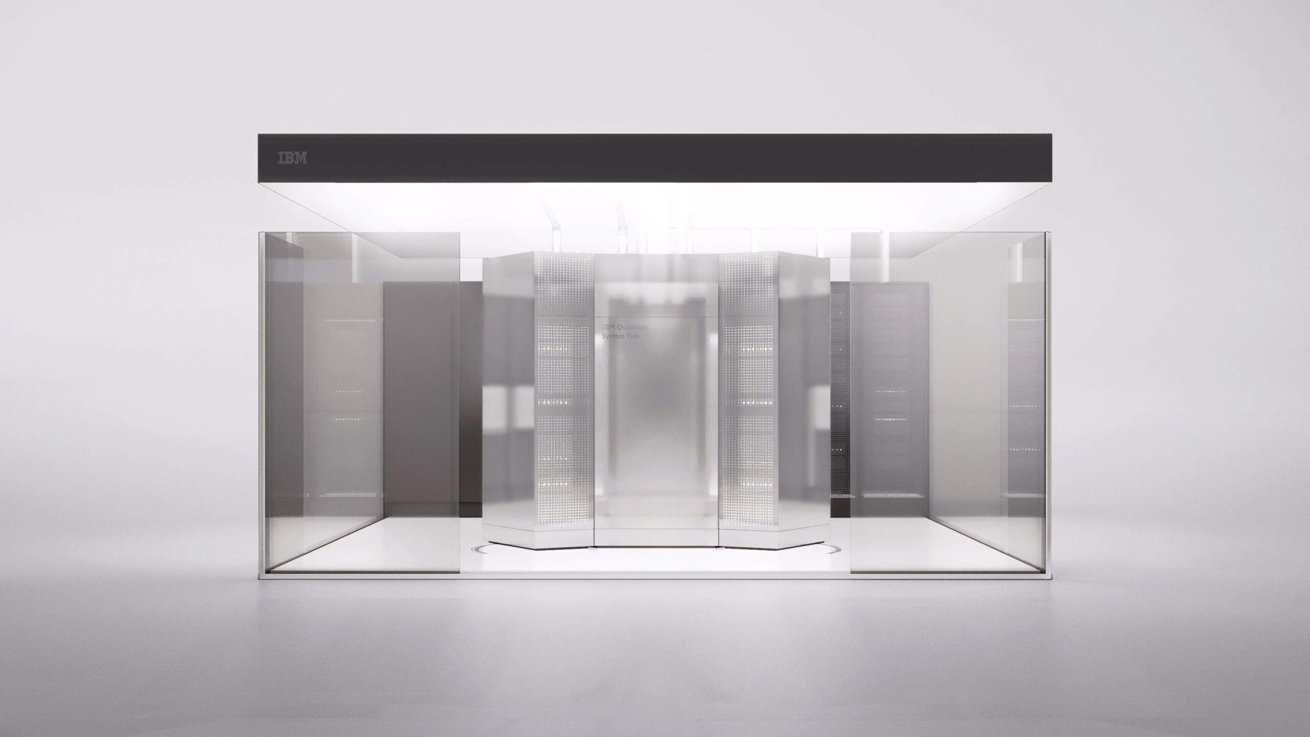 An IBM Quantum System Two computer is shown.