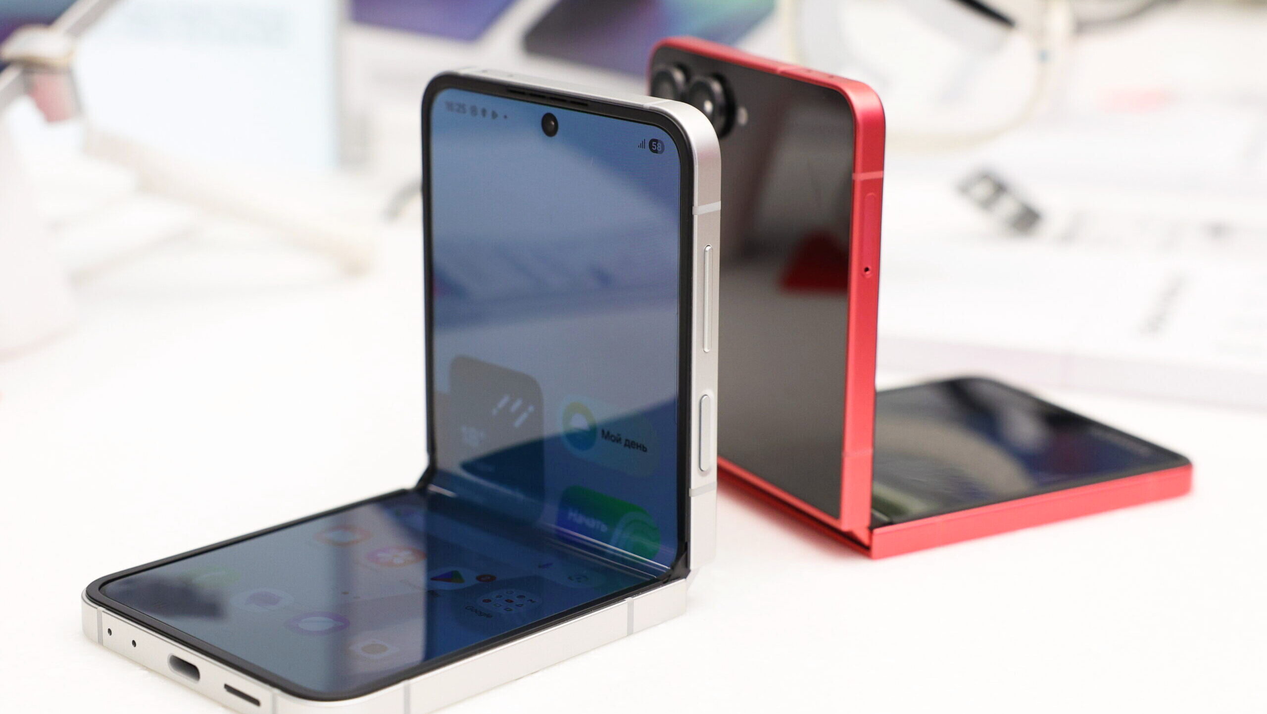 Photo of two Samsung foldable smartphones.