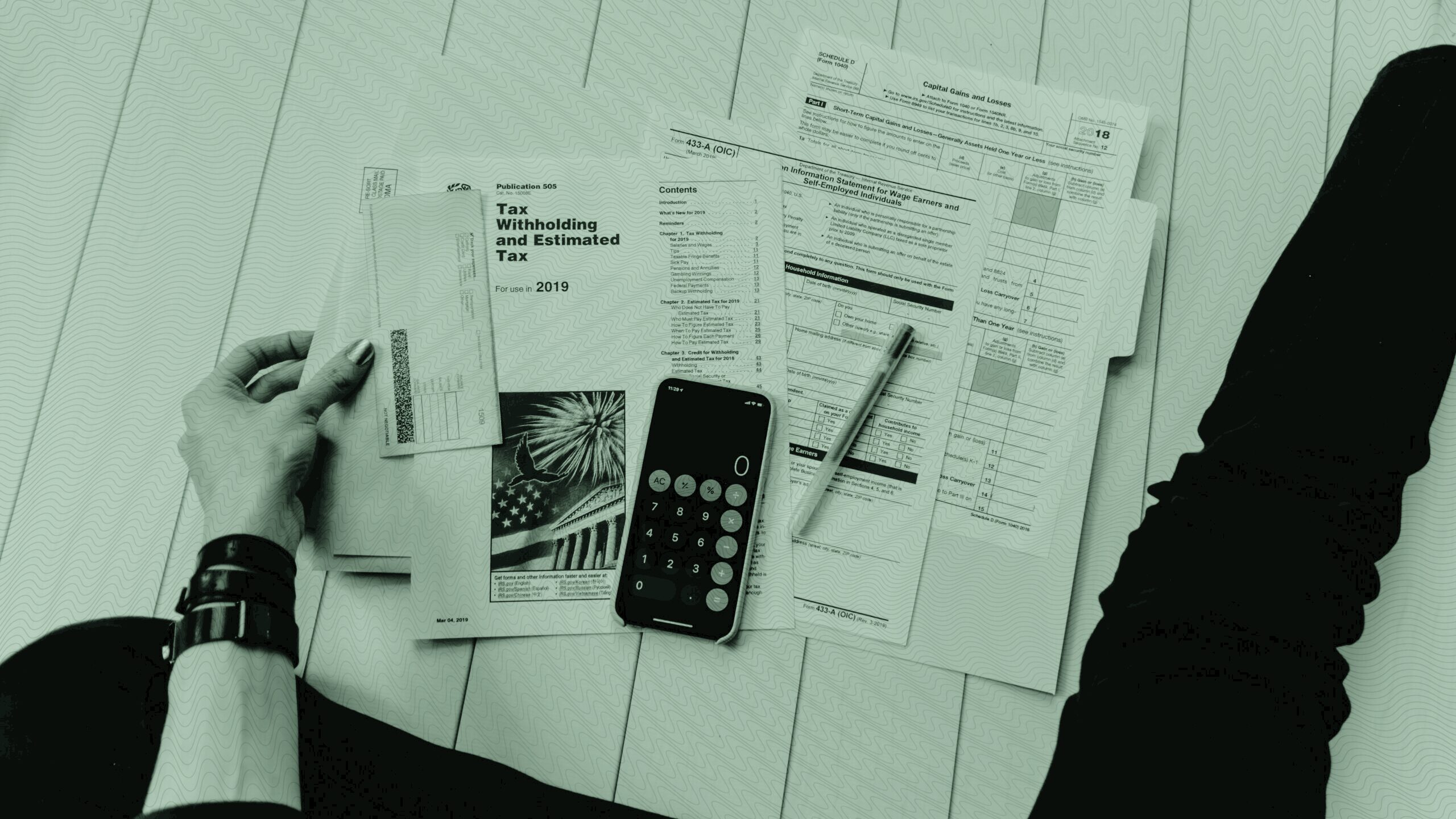 A person doing their taxes.