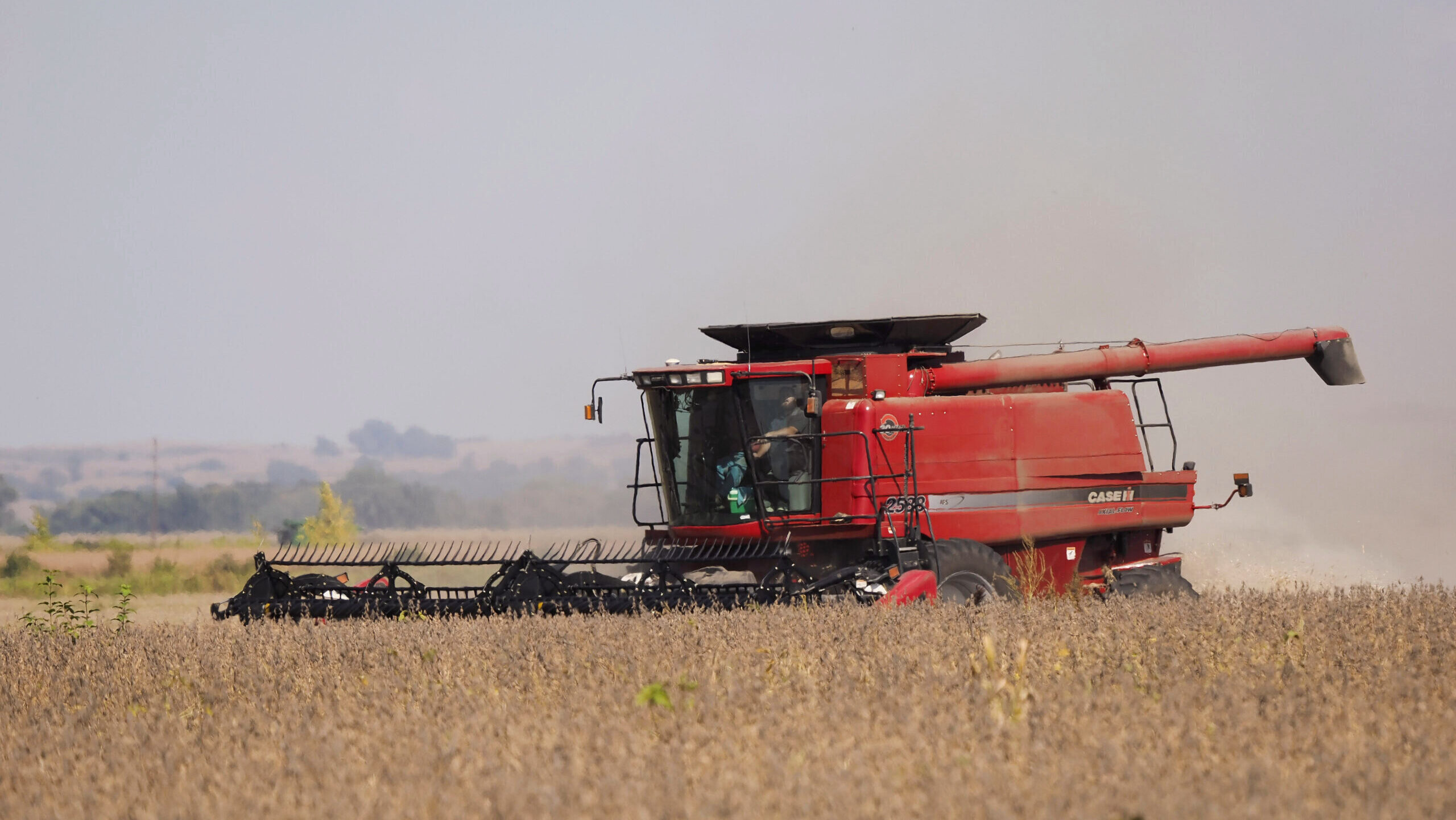 Photo of a soybean harvester.