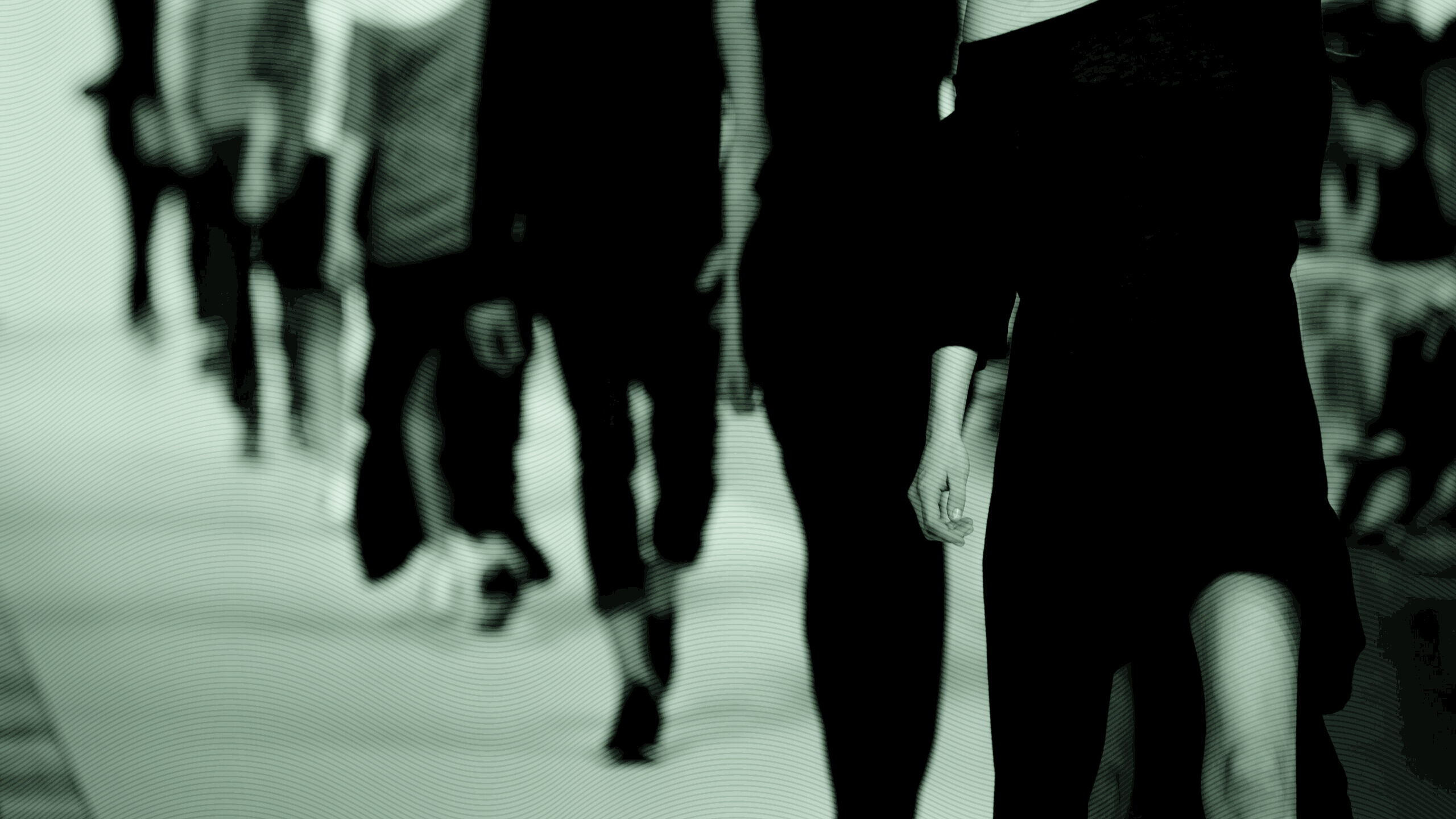 Models on a fashion runway.