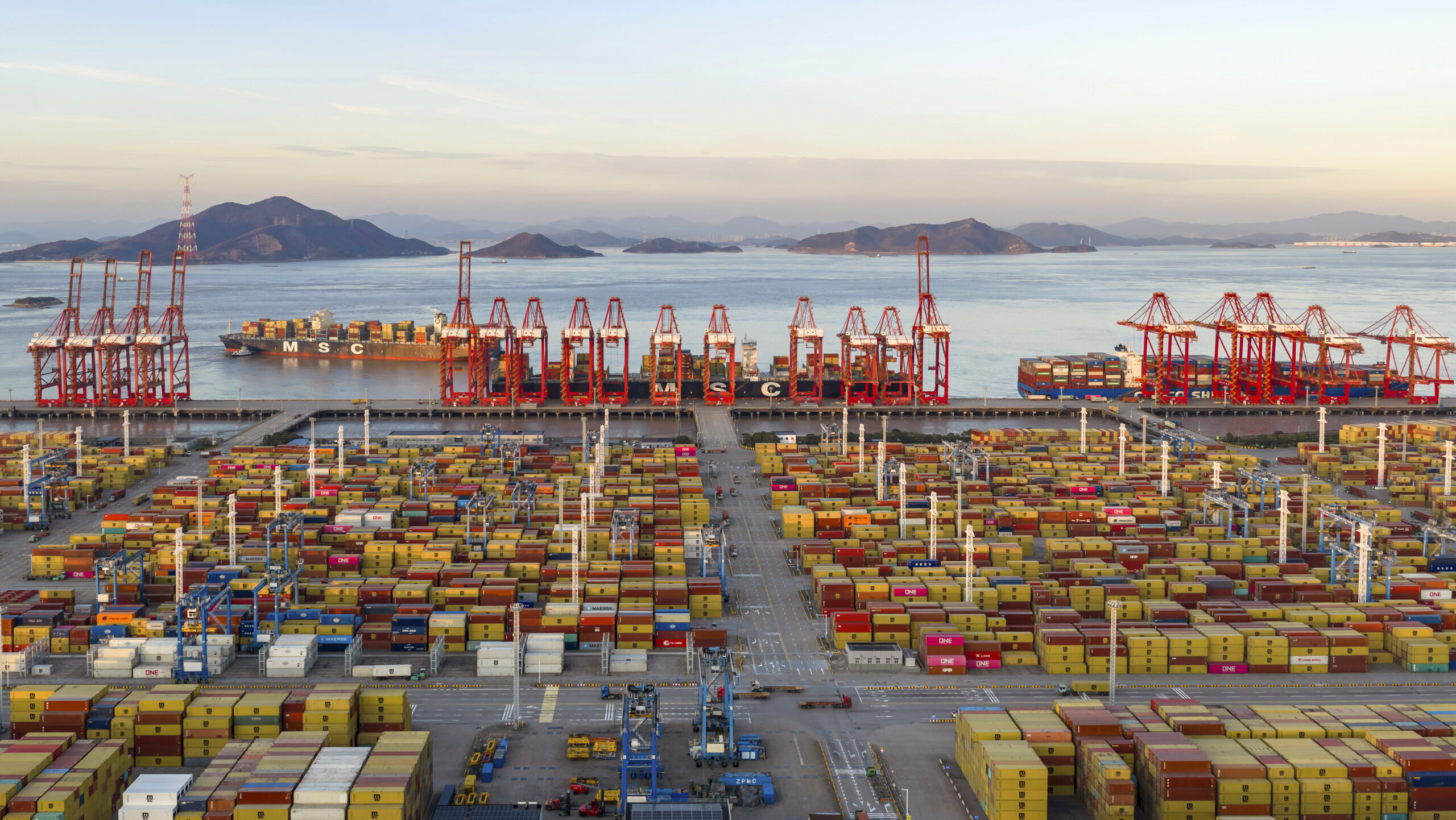 Photo of the container terminal at the Ningbo-Zhoushan Port.
