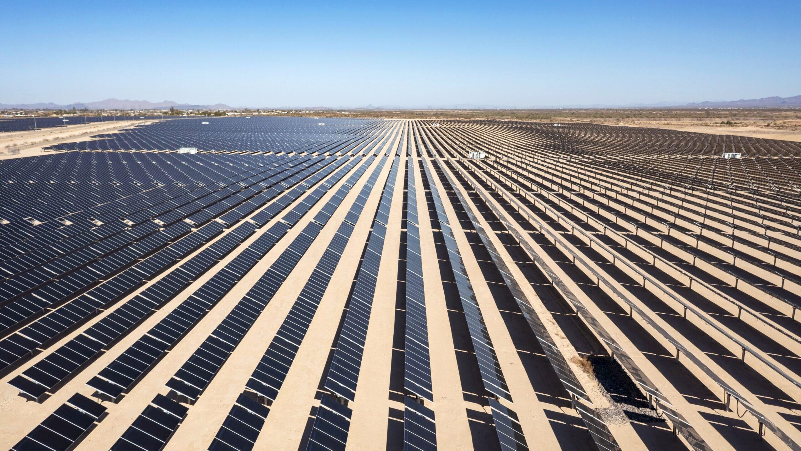 Photo of a solar farm.