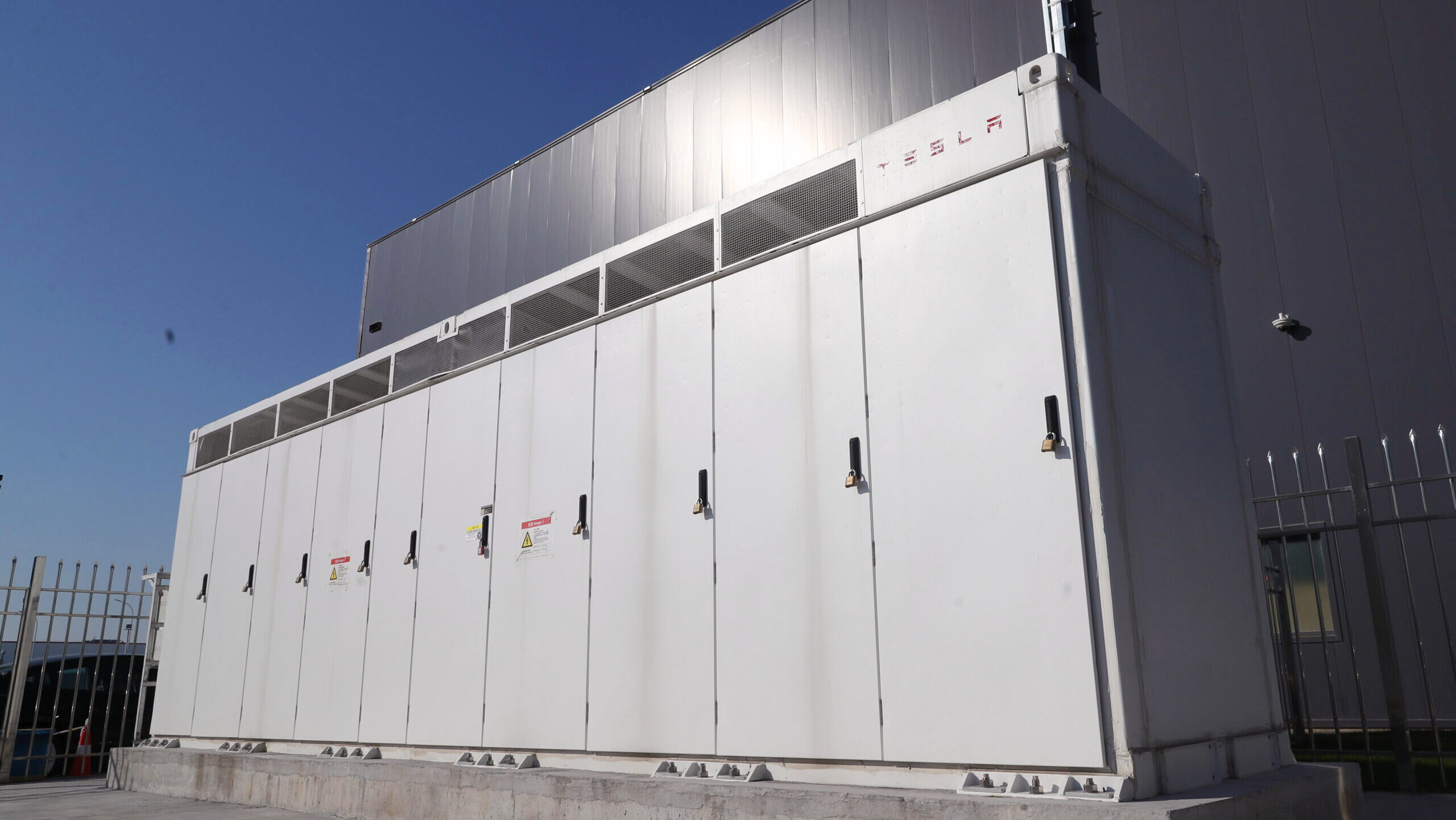 Photo of a Tesla Megapack unit.