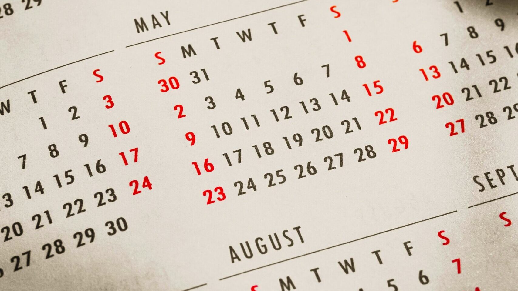 Photo of a calendar