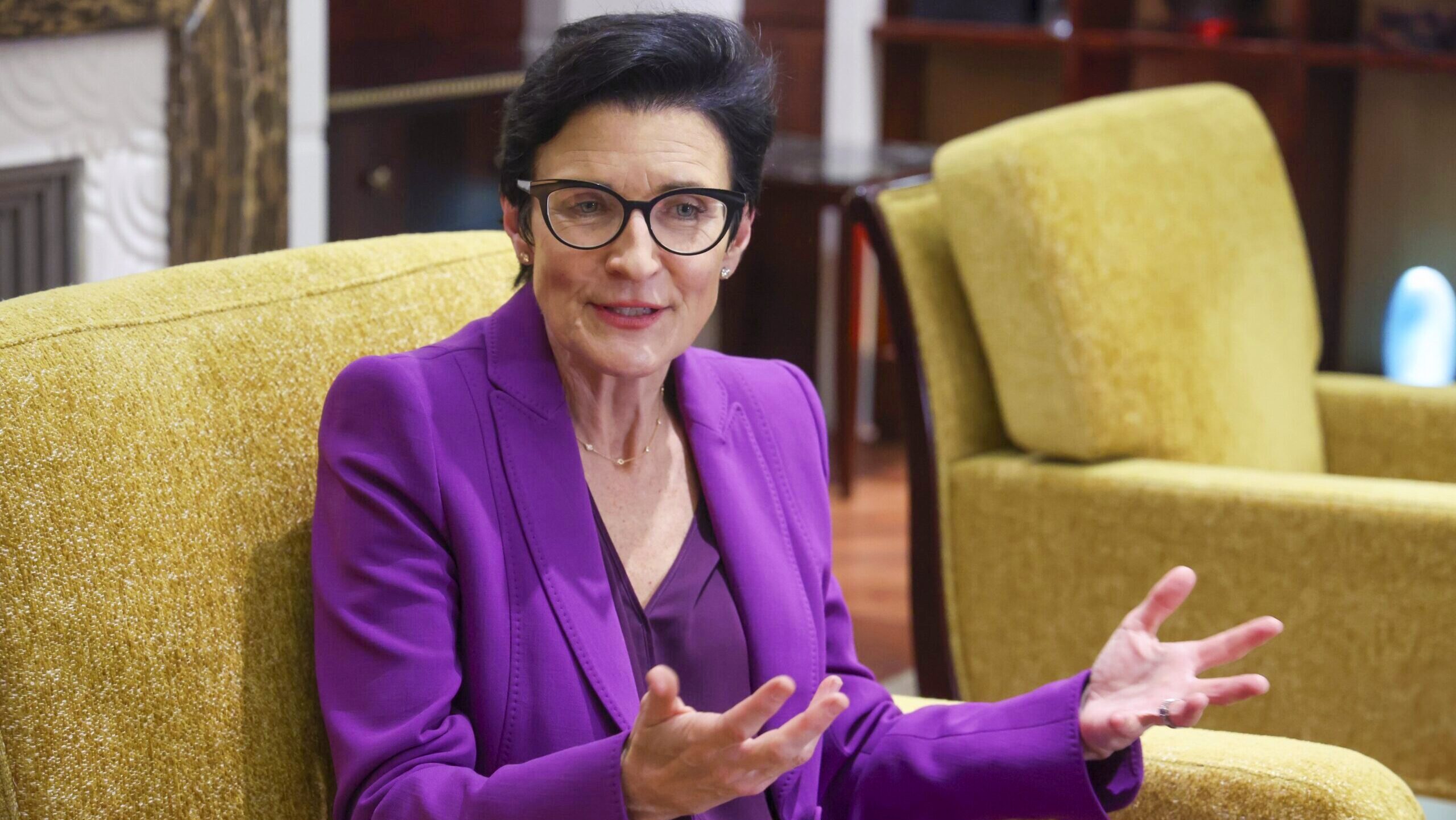 Citigroup CEO Jane Fraser speaks during an interview in Hong Kong.