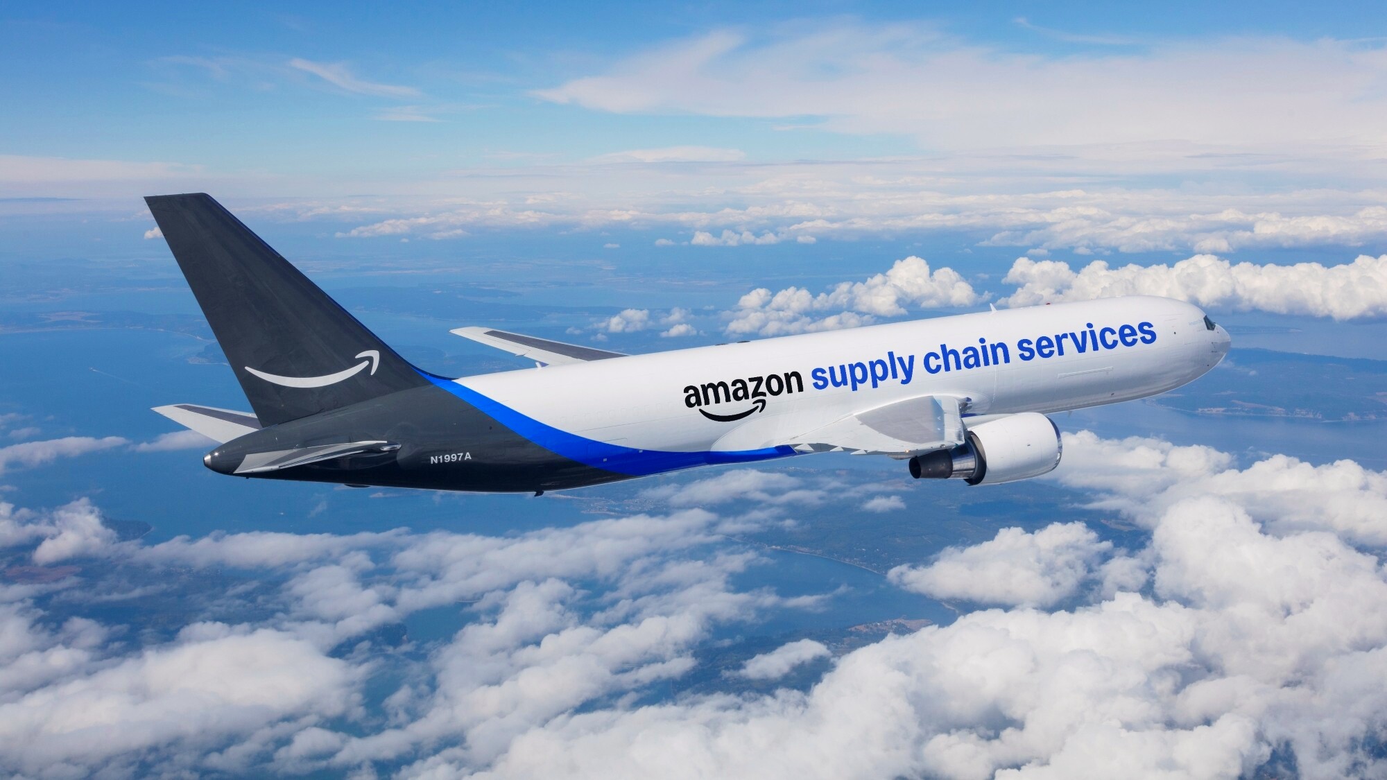 Photo of an Amazon Supply Chain Services airplane.