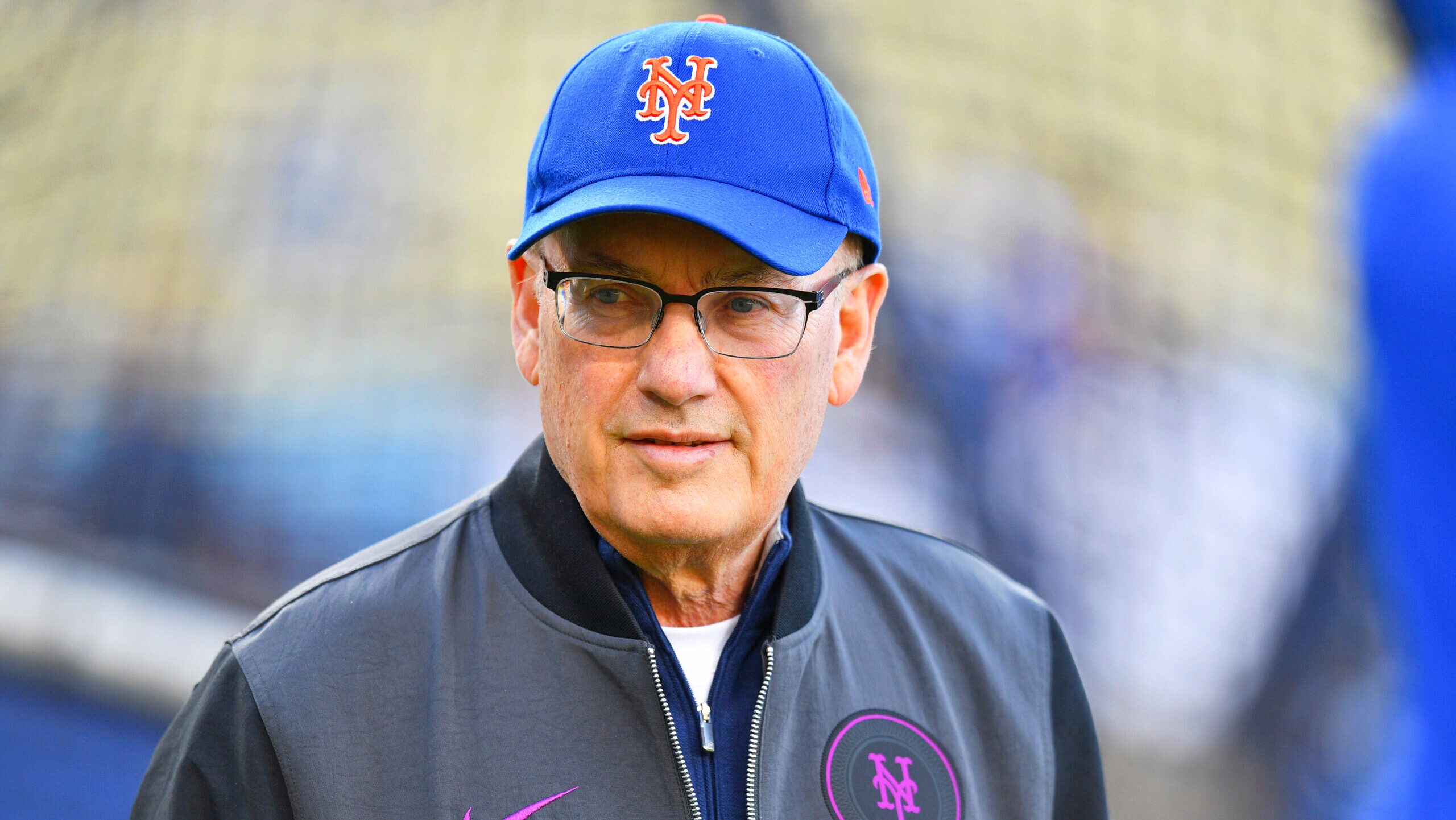Point72 Founder and New York Mets owner Steve Cohen attends a batting practice before a game at Dodgers Stadium in Los Angeles.