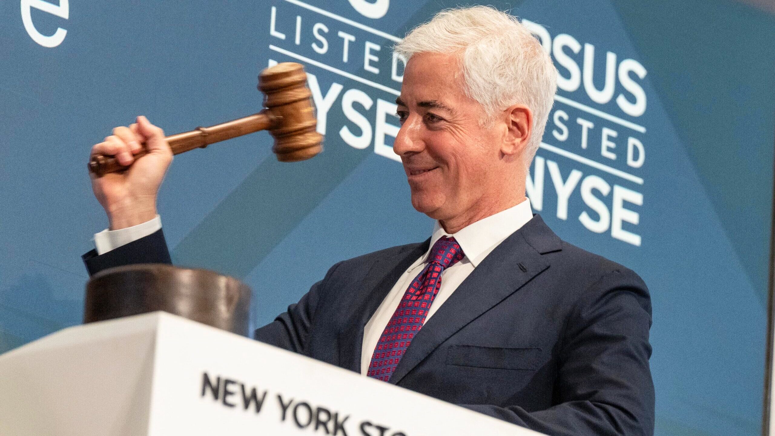 Pershing Square founder Bill Ackman rings the opening bell on the New York Stock Exchange.
