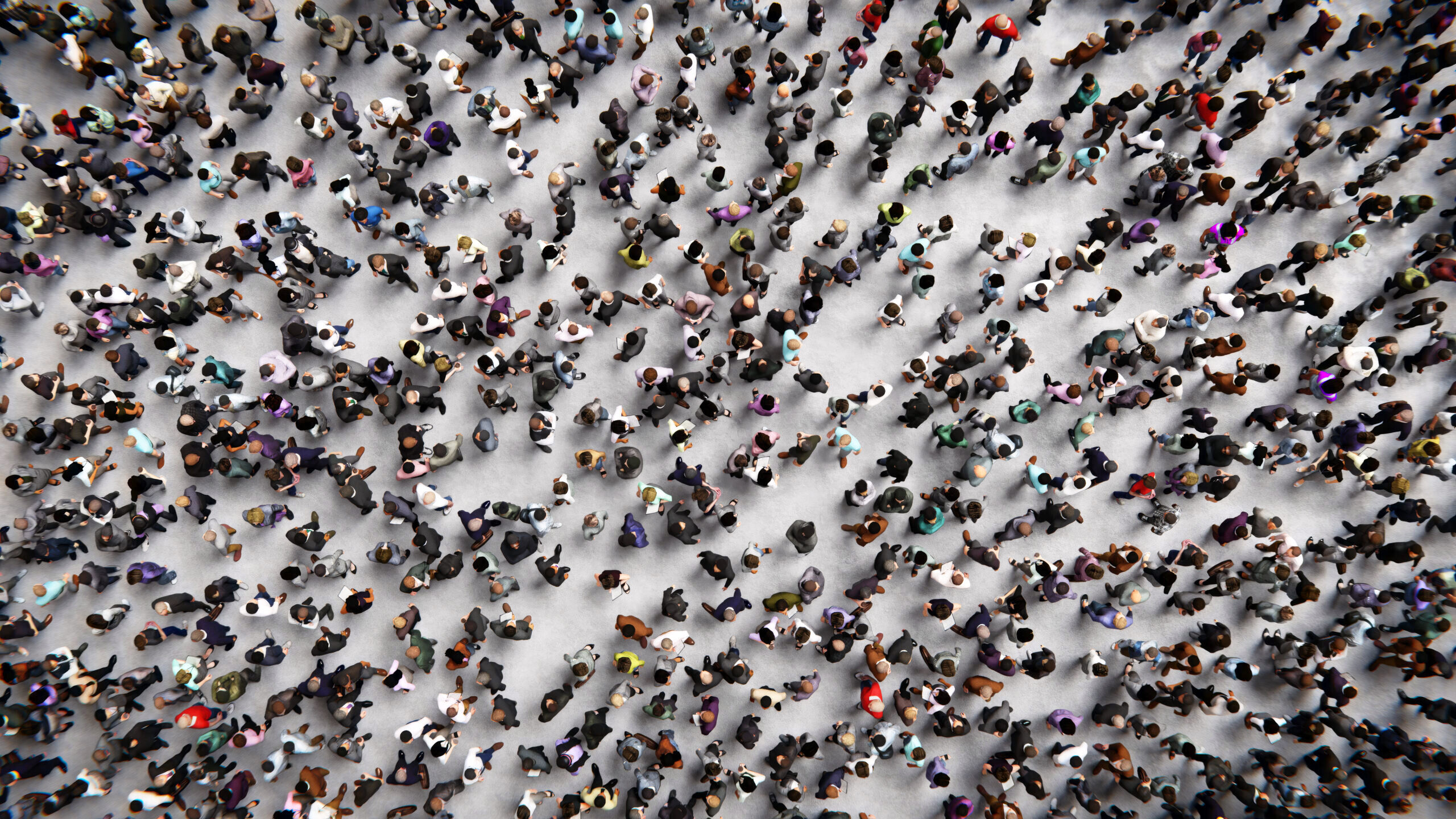 Aerial photo of a crowd of people