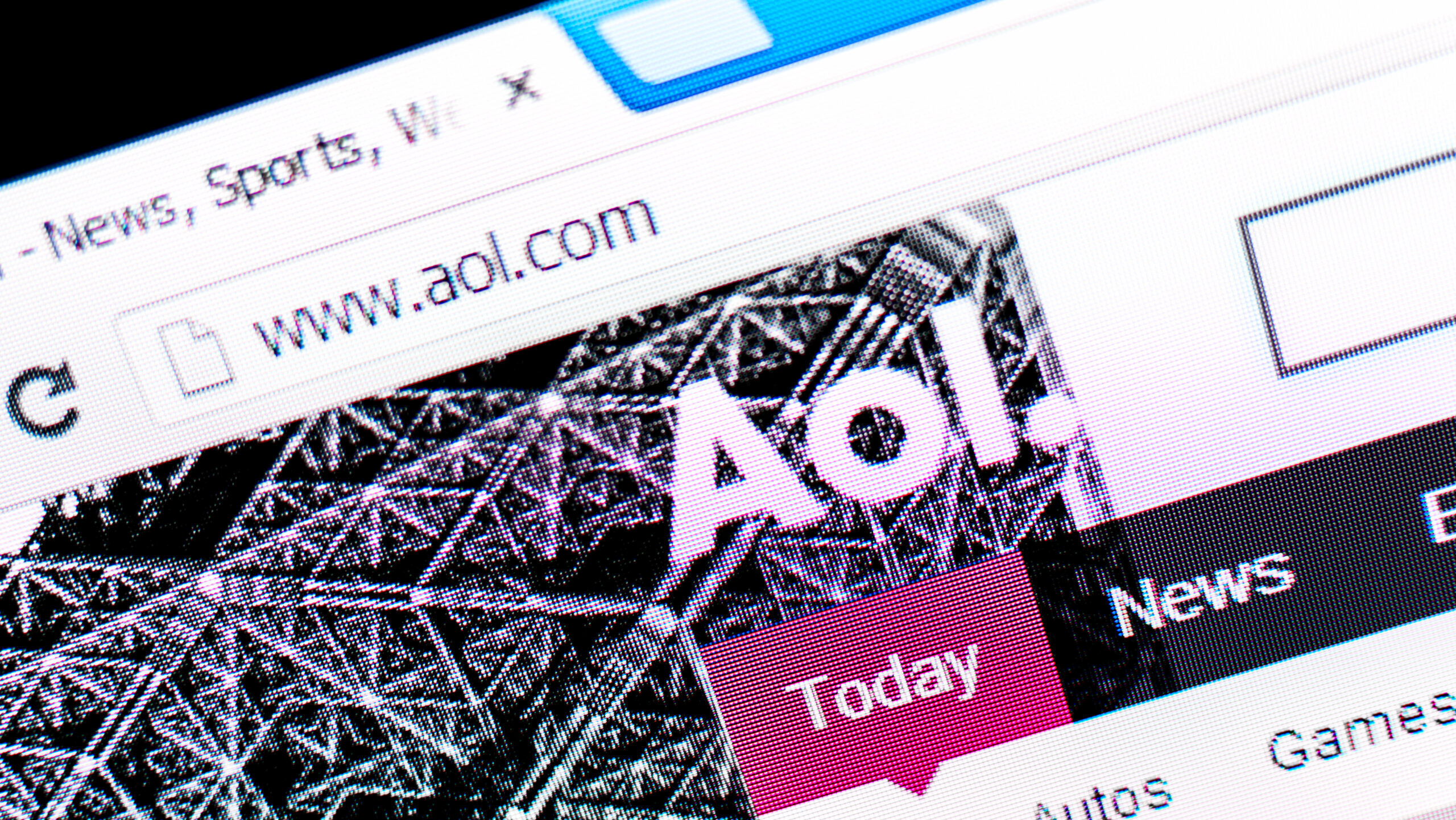 The AOL homepage is shown in 2013.