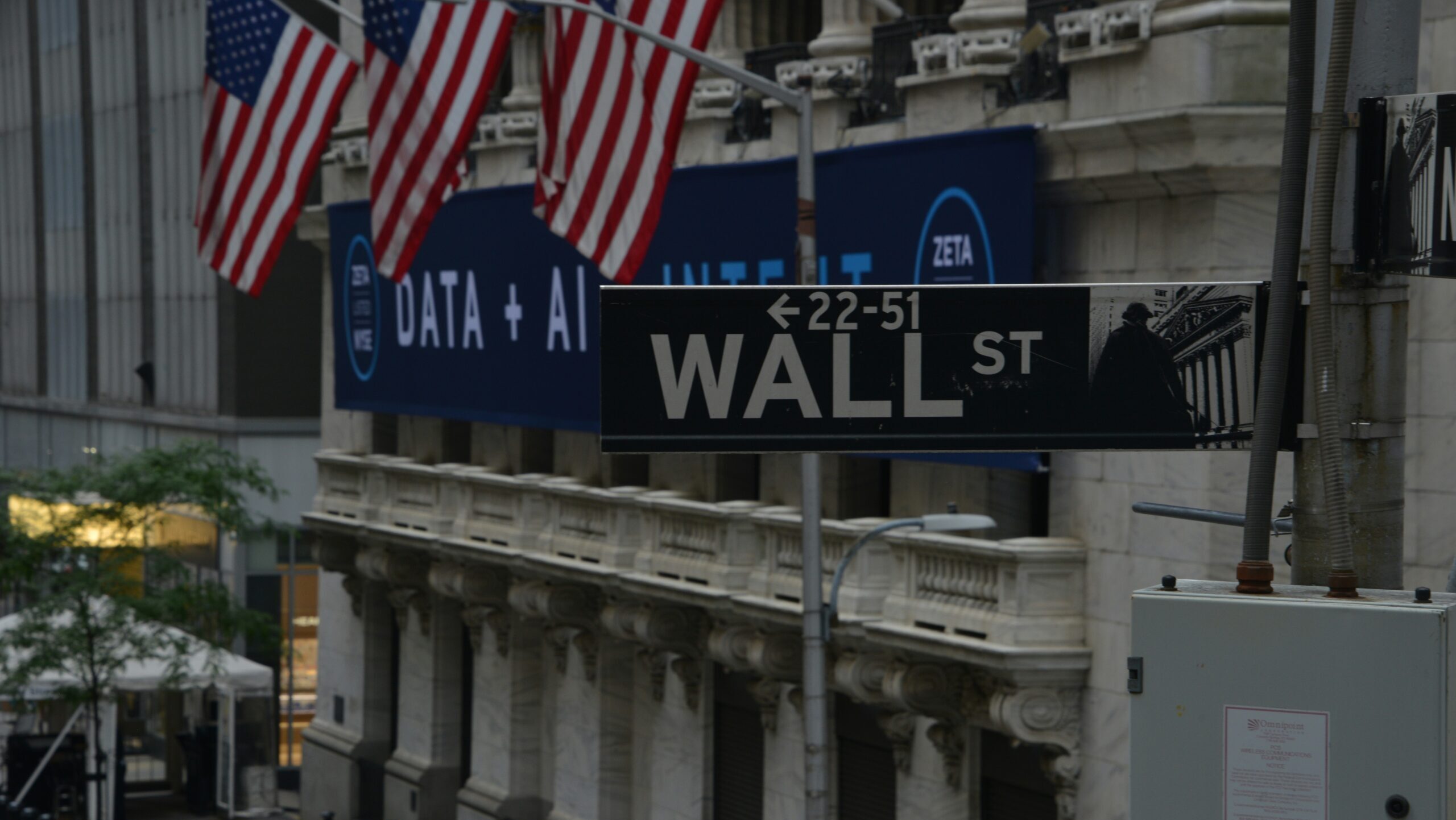 A street sign for New York City's Wall Street is shown out in front of the New York Stock Exchange.
