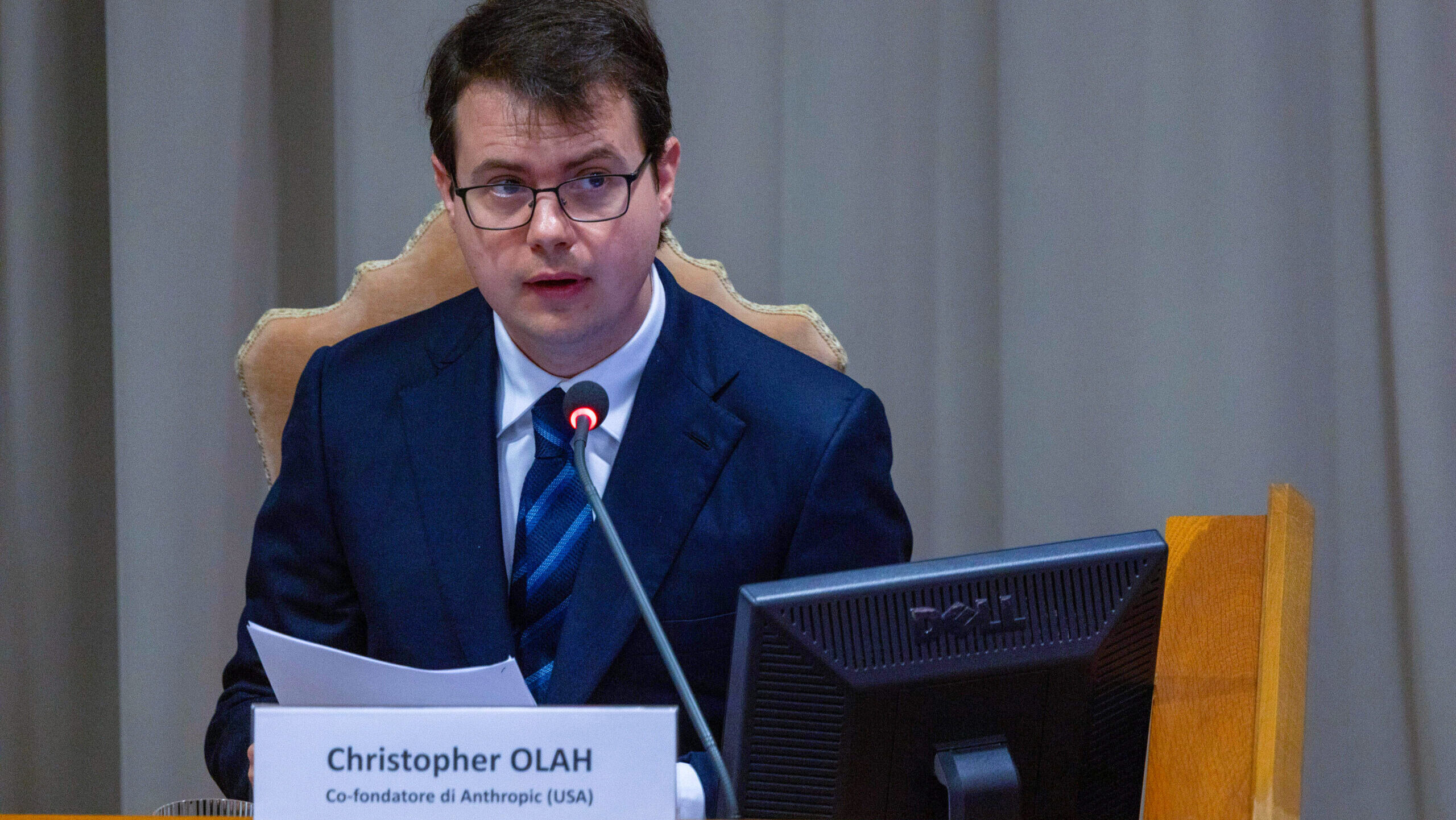 Anthropic co-founder Christopher Olah speaks at the Vatican in Rome.