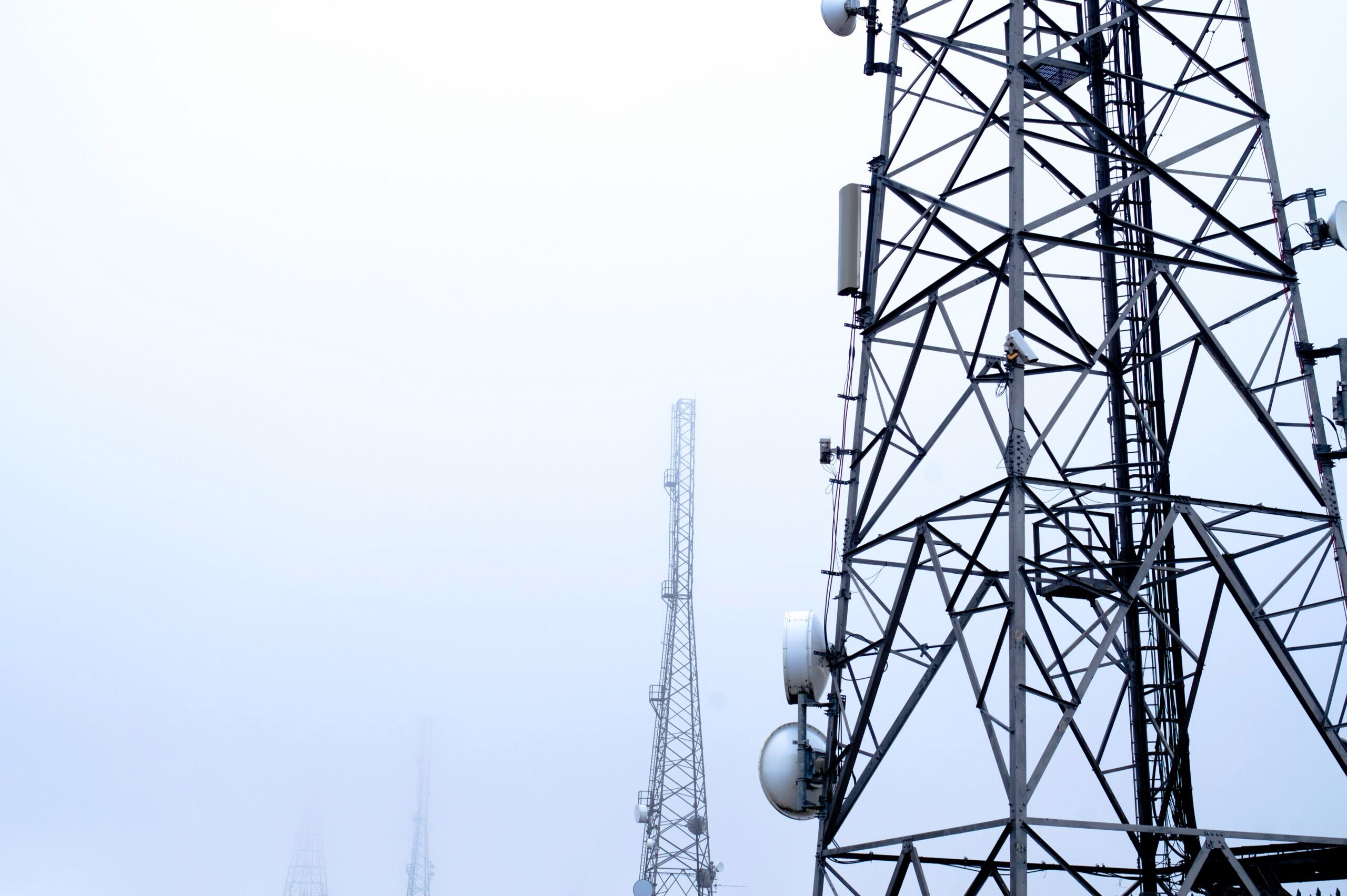 Telecommunications towers.