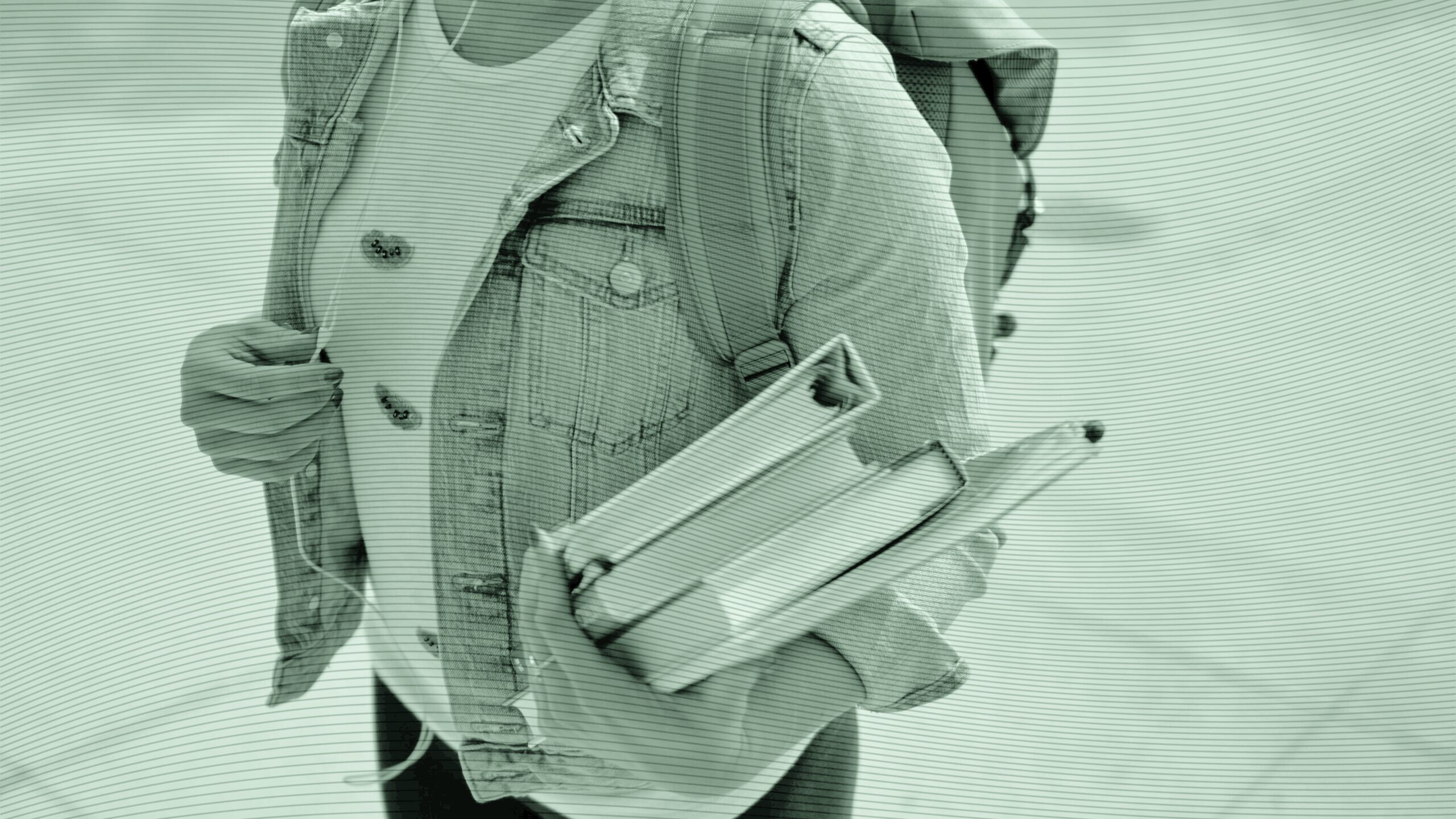 A women with a backpack and books.