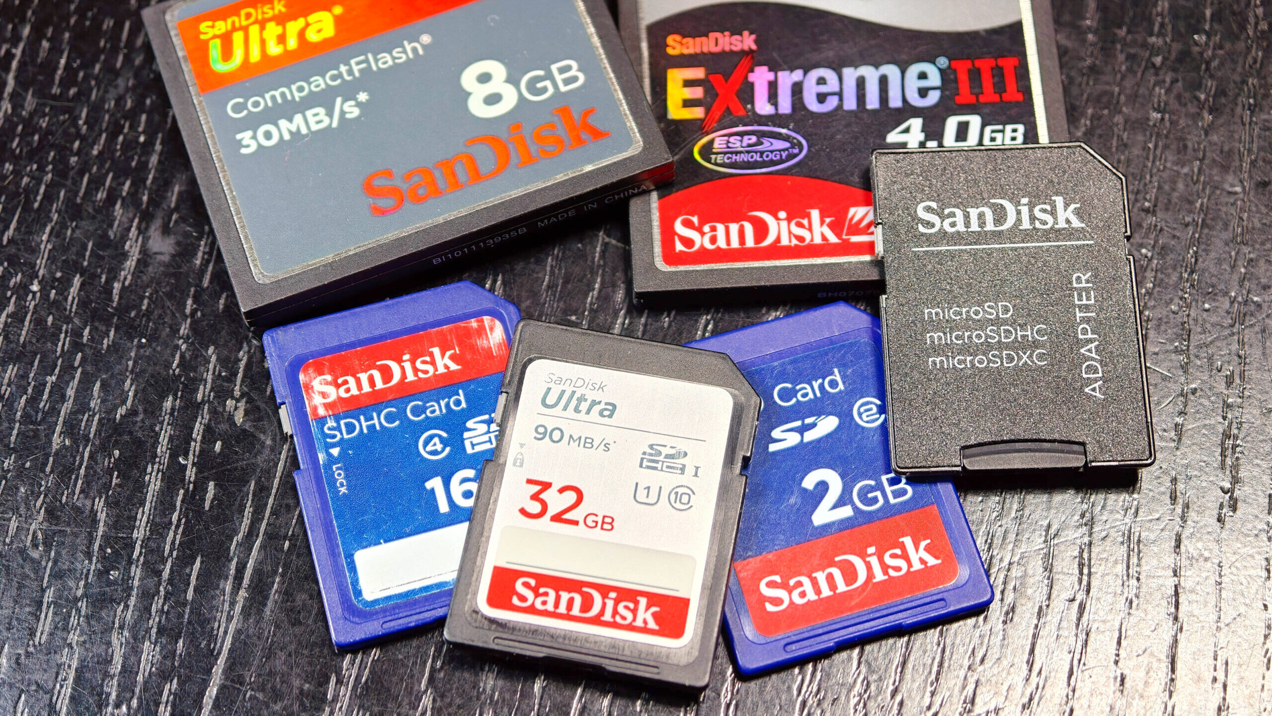 Photo of Sandisk memory cards.